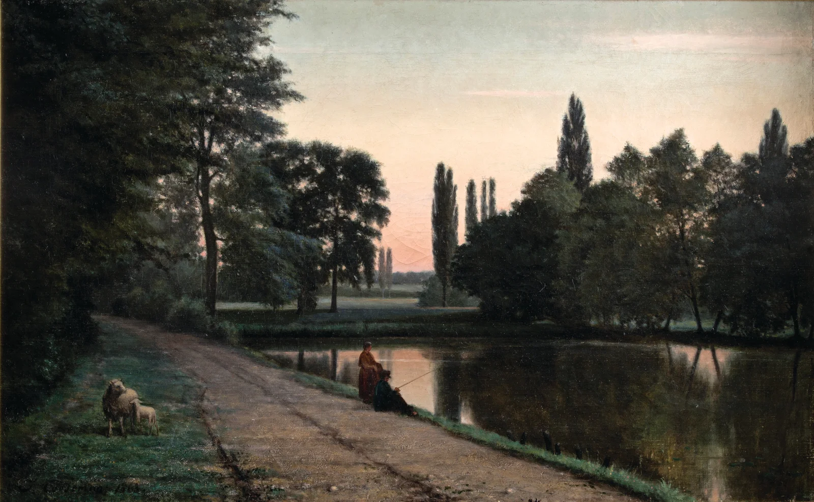 Joseph-Théodore Coosemans (1828 Brussels-Schaerbeek 1904), Pond at the Castle of Robiano-Tervuren , 1863. Oil on canvas, 53.3 x 86.8 cm., Hearn Family Trust. Courtesy of the McMullen Museum of Art, Boston College