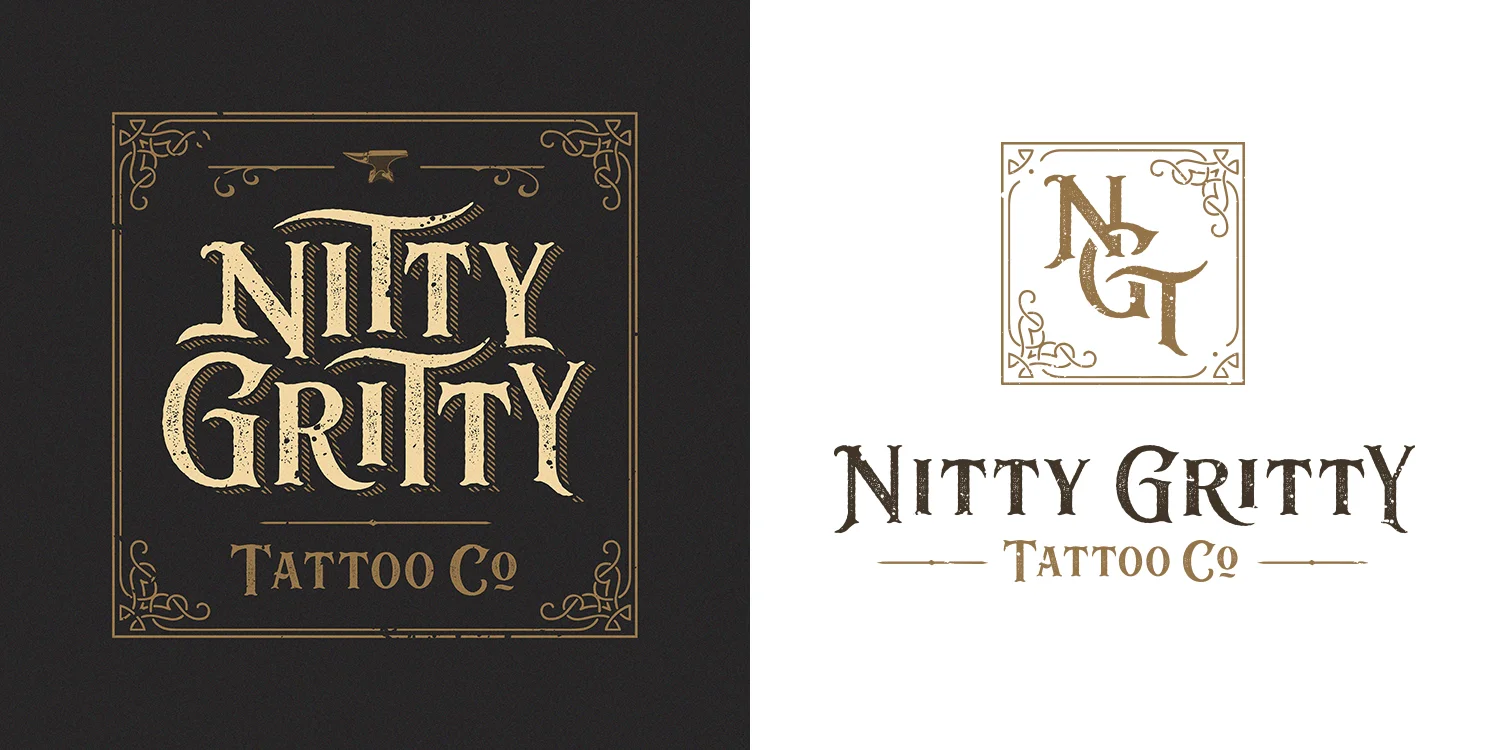 Logo and monogram design for London-based tattoo shop Nitty Gritty Tattoo Co. (2018).
