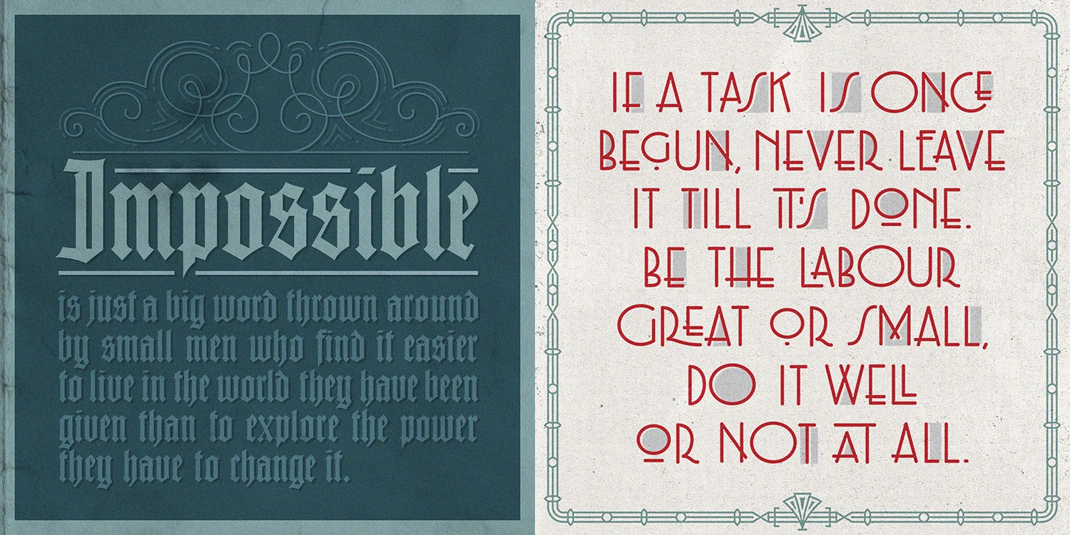 Historically-informed lettering compositions (2018).