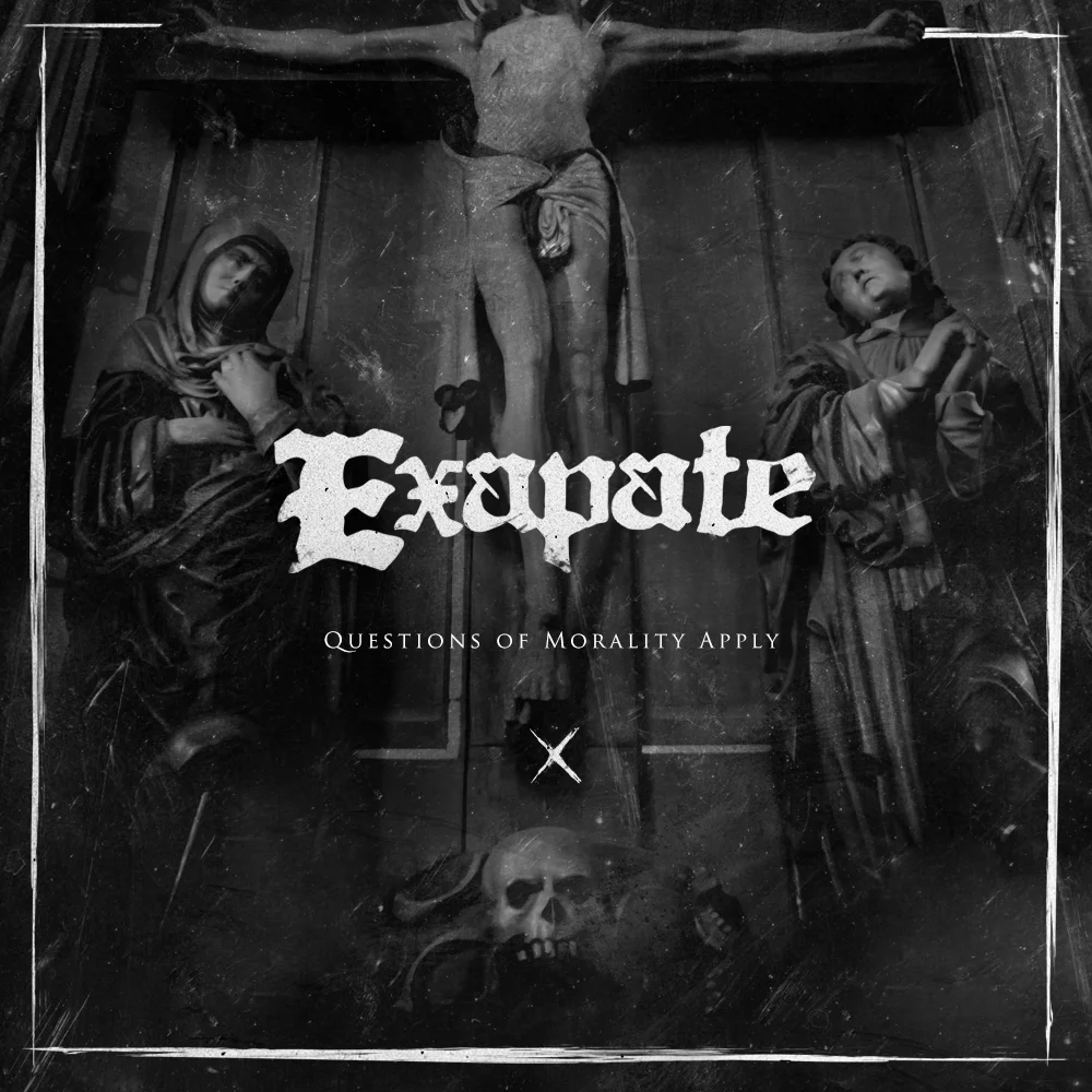 A small assignment for Typography class: use provided wording (mine was artist: Exapate — title: Questions of Morality Apply) to create an album cover design that displays an emphasis on typography. To me, these names clearly sounded like a super heavy metal band, so I cooked up a cover design that helped to speak that same graphical language. The band logo was illustrated by hand using Gothic letterforms, and was combined with photographic and layout components to form a really dark and gritty design.