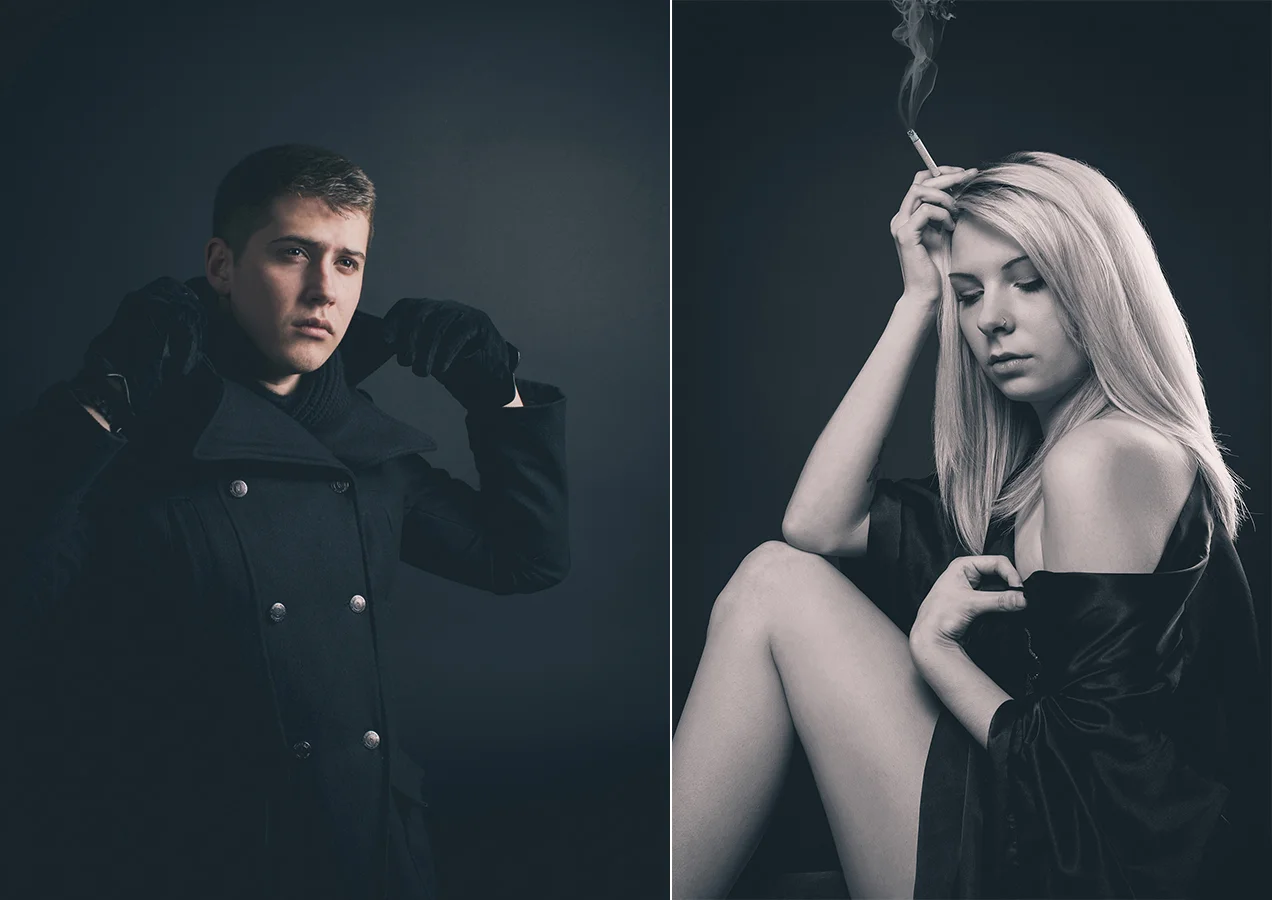 Once I had gotten my head around how a camera works, the next step was to move into a photo studio setting with controlled lighting, staging and subject posing. Early assignments featured my classmates as subjects for photos that explored different lighting techniques.