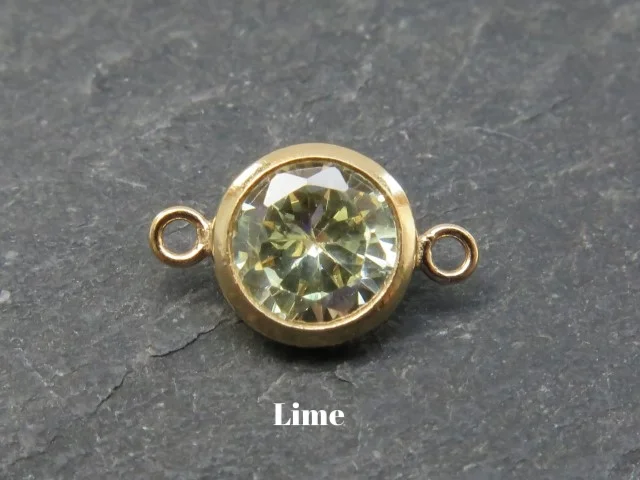 14ct yellow gold filled connector in lime zirconia