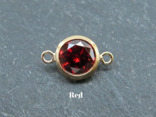 14ct yellow gold filled connector in red zirconia