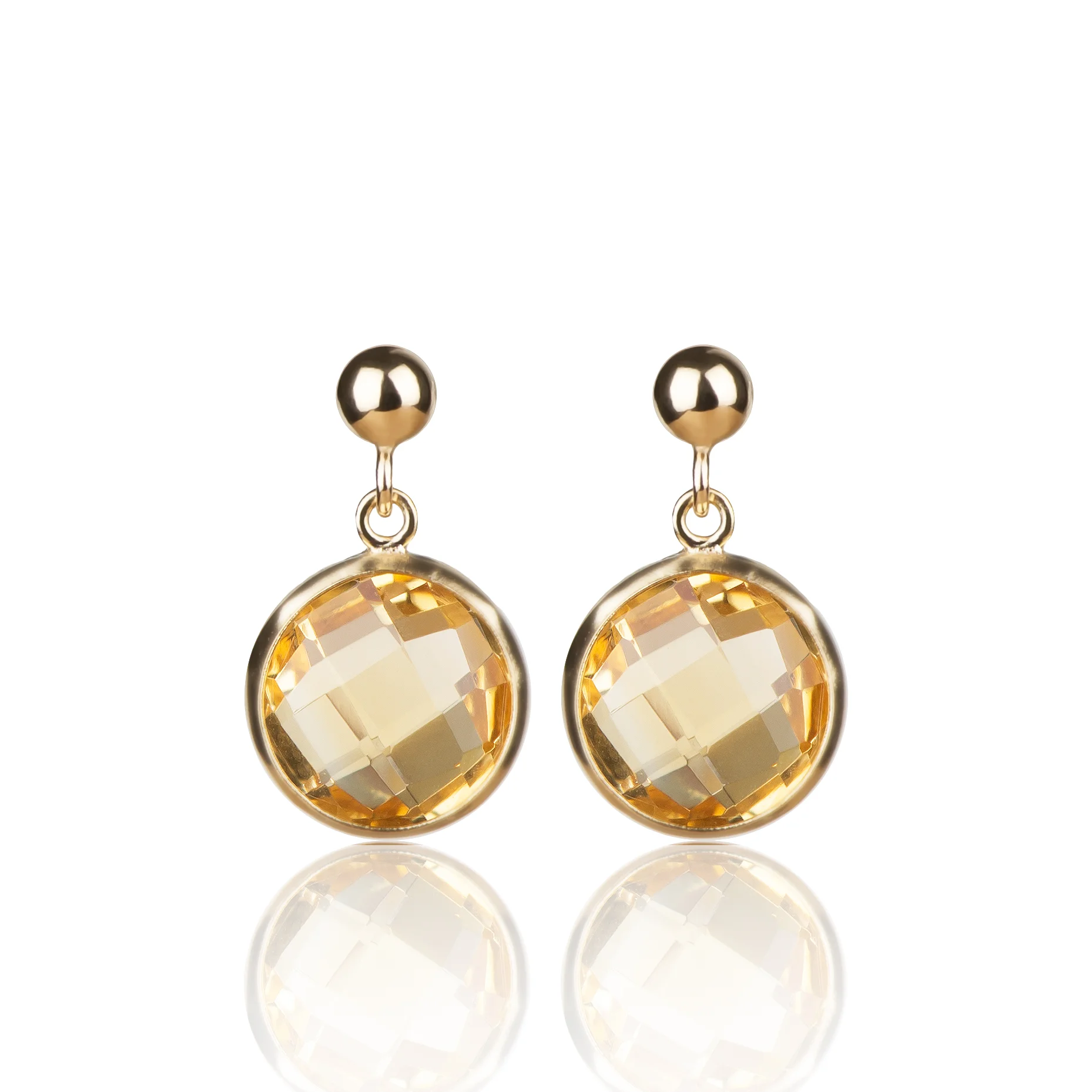 14ct yellow gold fill drop stud earrings in citrine