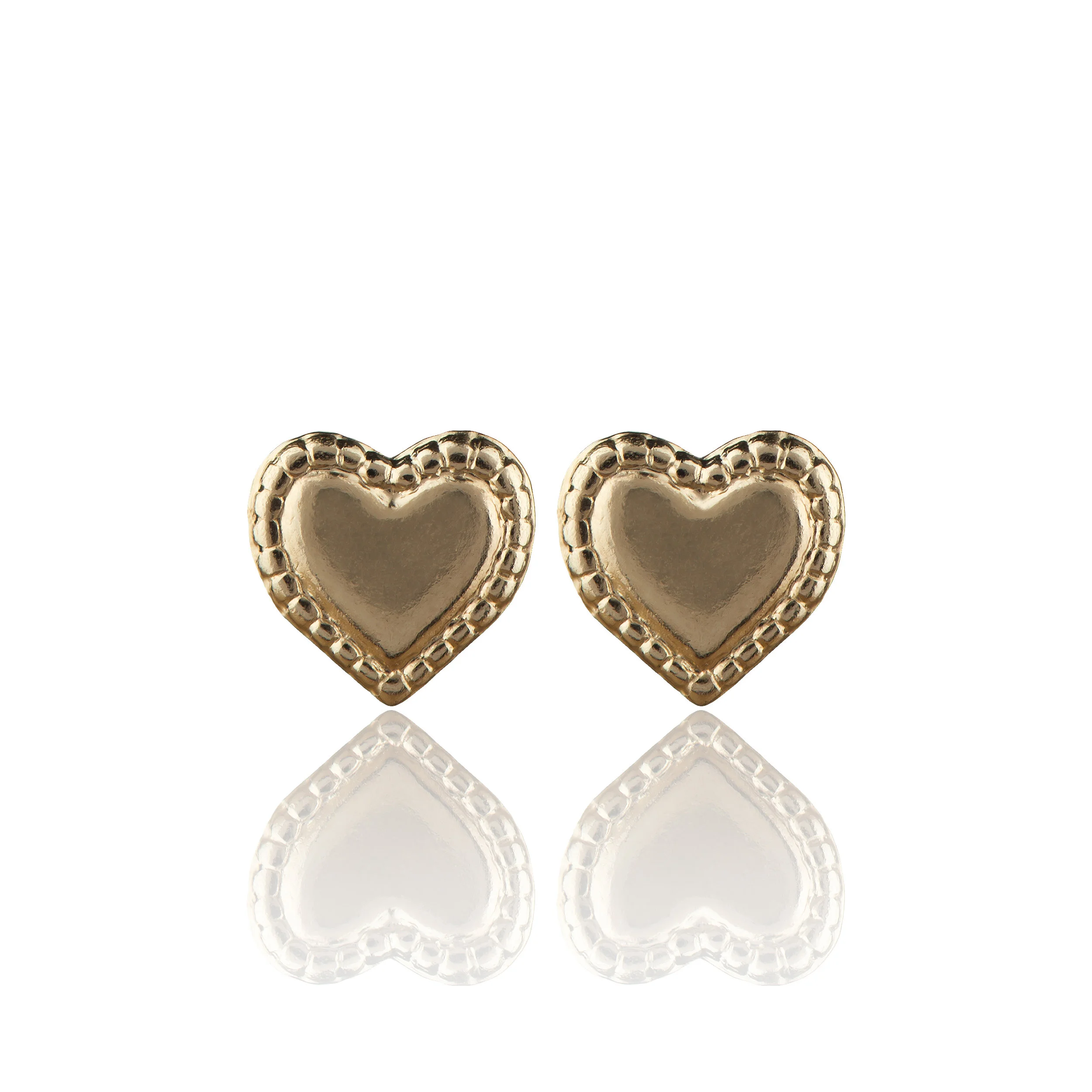 14ct yellow gold fill heart stud earrings