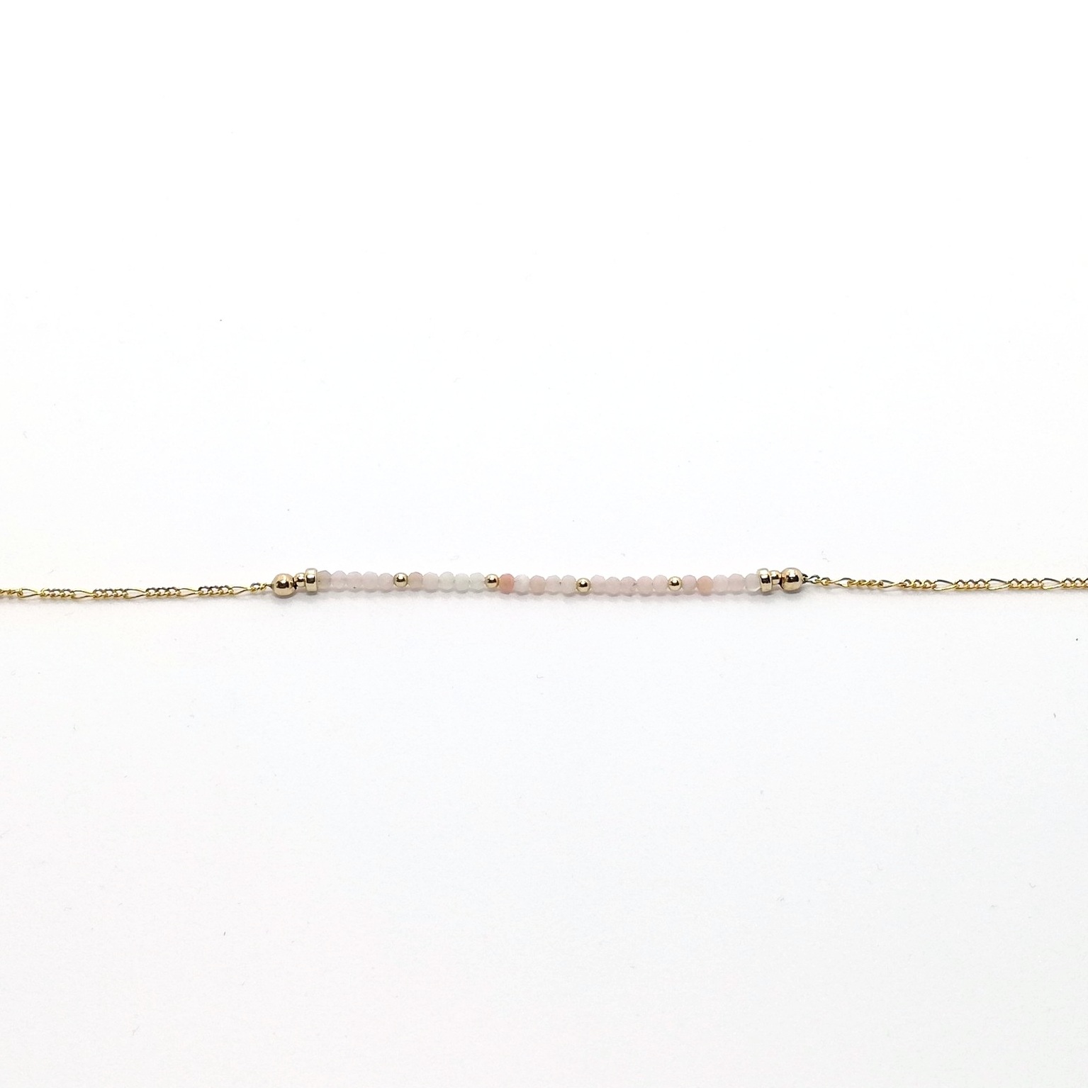 dainty stacking beach bracelet in 14ct gold fill and pink opal