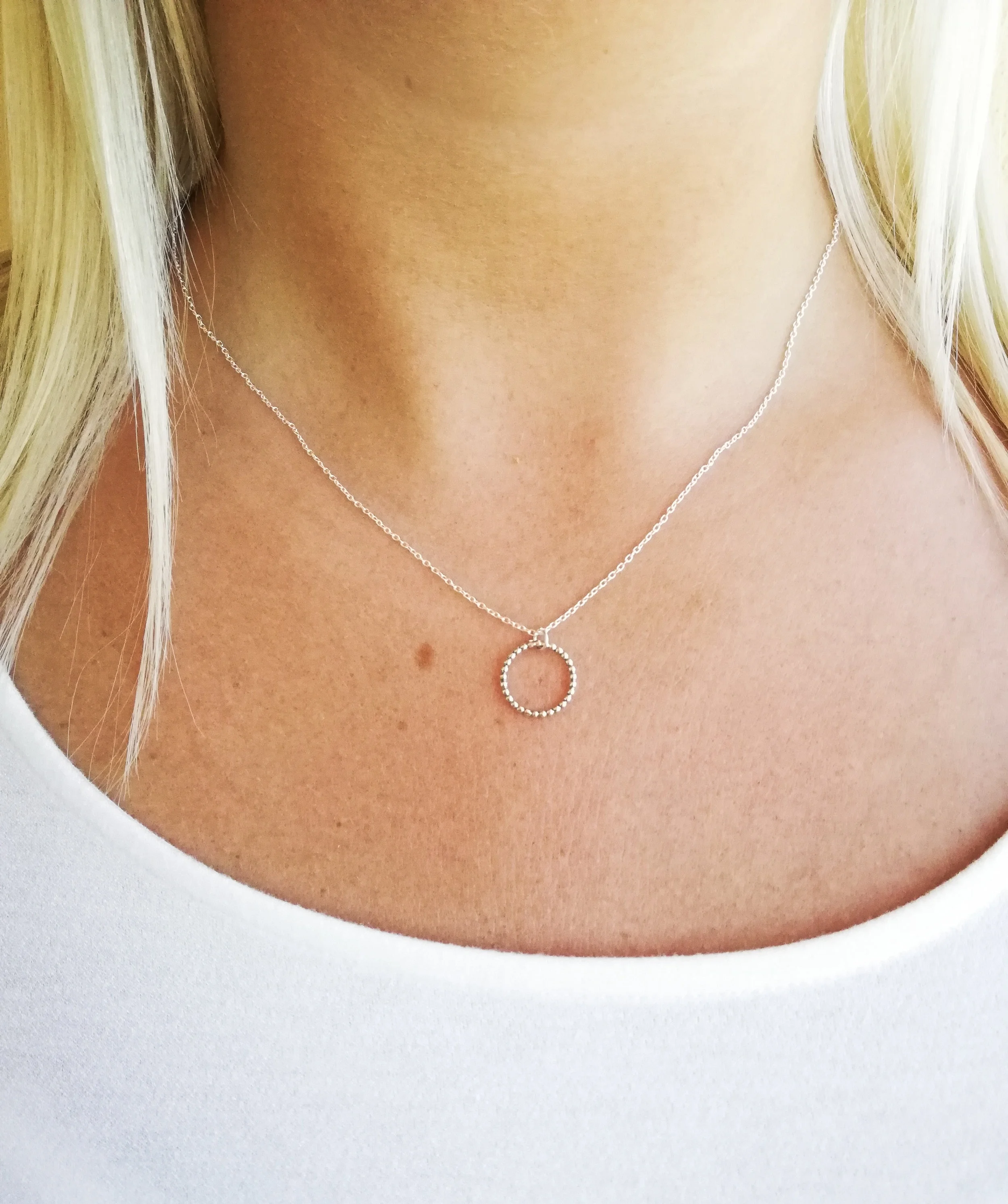 circle silver necklace