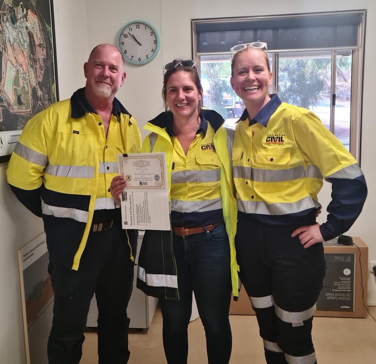 Our client Talison Lithium recognising our brilliant HSEQ Manager Katie McGillivray for her fabulous work in safety at Greenbushes. Pictured here with her award alongside Nicole Eeles &amp; Talison Site Manager - Major Projects - Dean Wynhorst. We ch