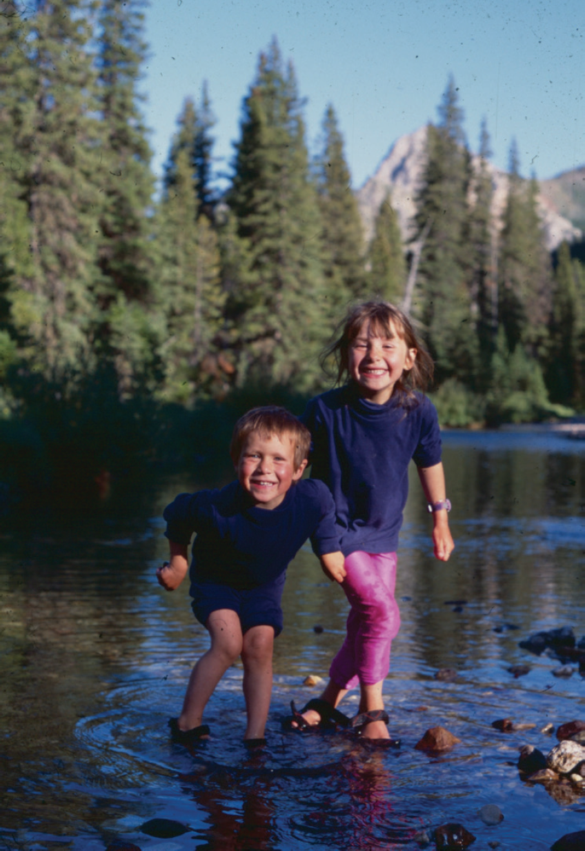 Bryce and Sierra slopping in the creek