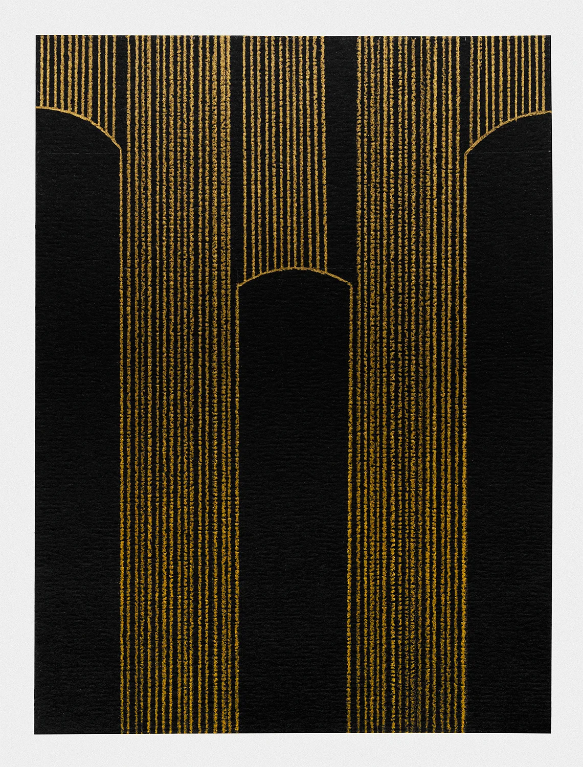 “Proposed Passages (Isaac),” Drawing #11 gold pencil on black paper 2018 - present