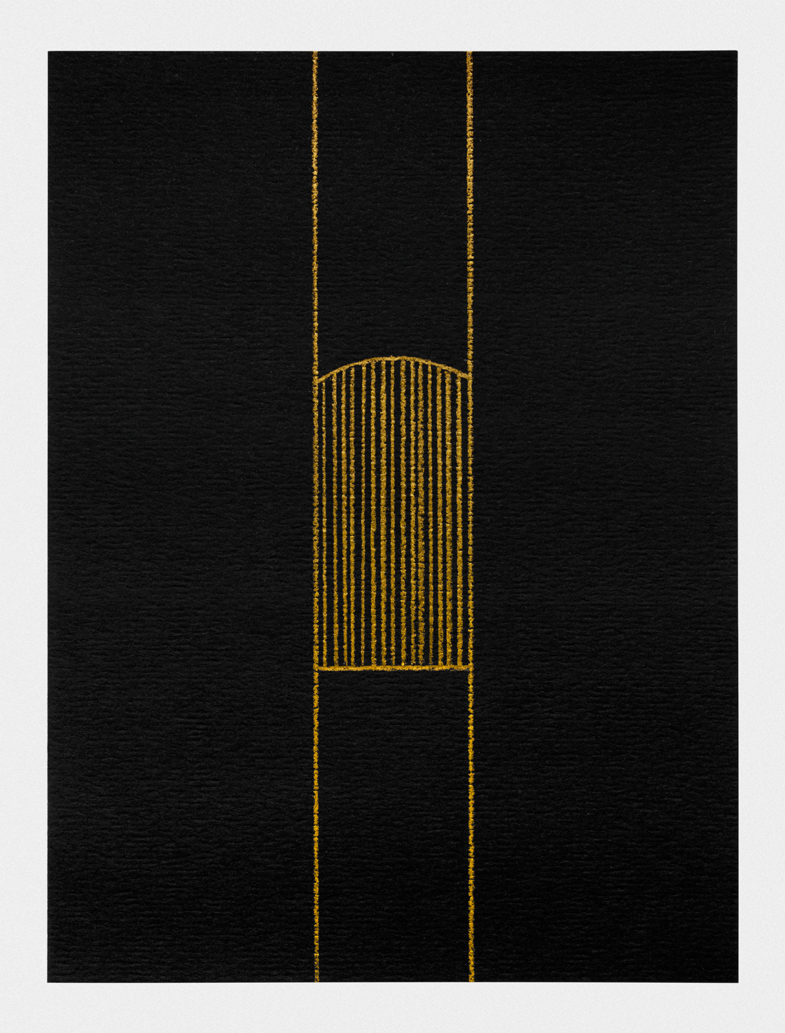 “Proposed Passages (Isaac),” Drawing #8 gold pencil on black paper 2018 - present