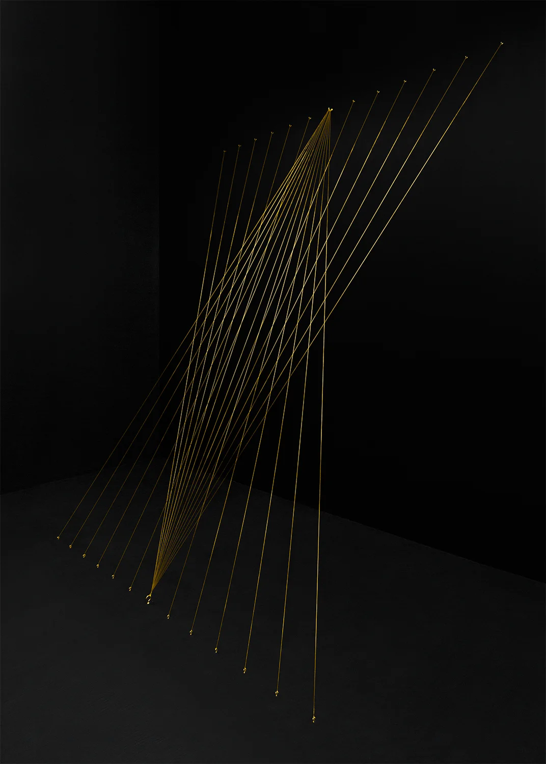 “Proposed Passages (Isaac)” black room, gold thread large-scale installation prototype 2018 - present