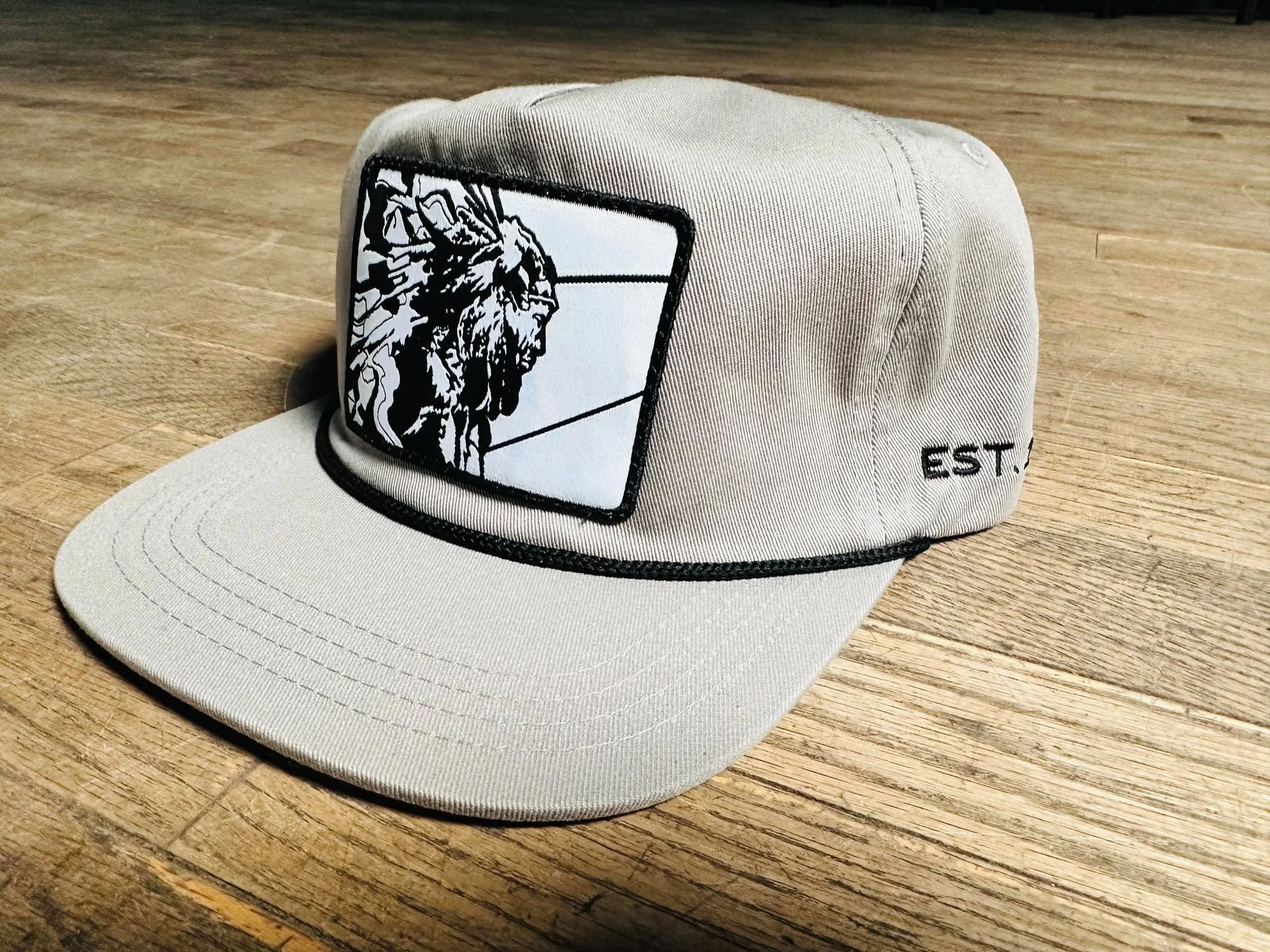 Bluelight Indian Hat Grey w/ Black & White Patch