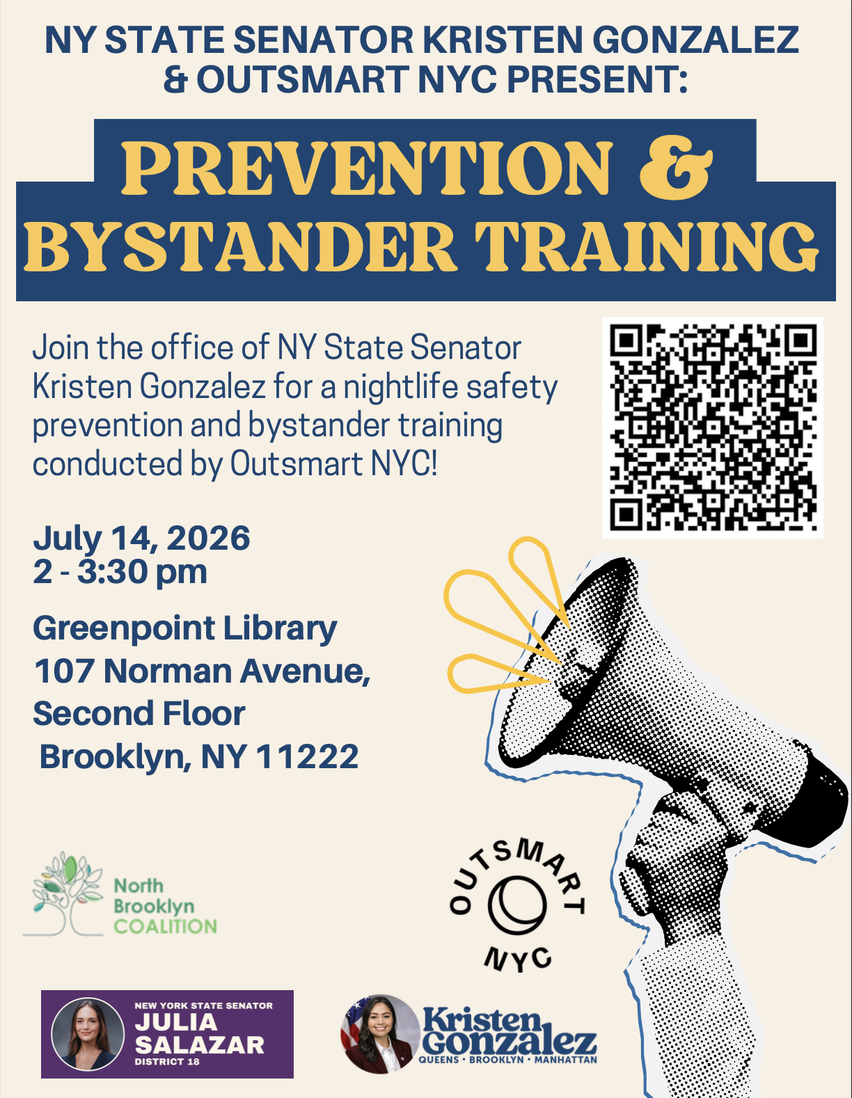 Prevention &amp; Bystander Training with the Office of Sen. Gonzalez and Outsmart NYC