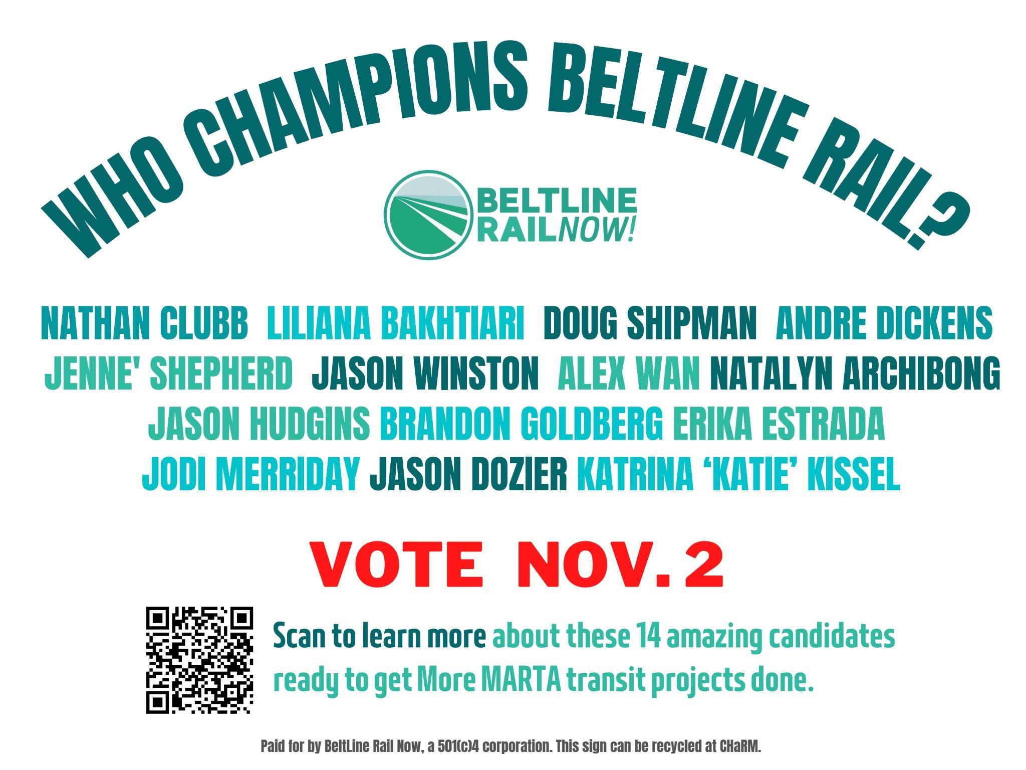 Vote to Support BeltLine Rail Champions NOV. 2nd