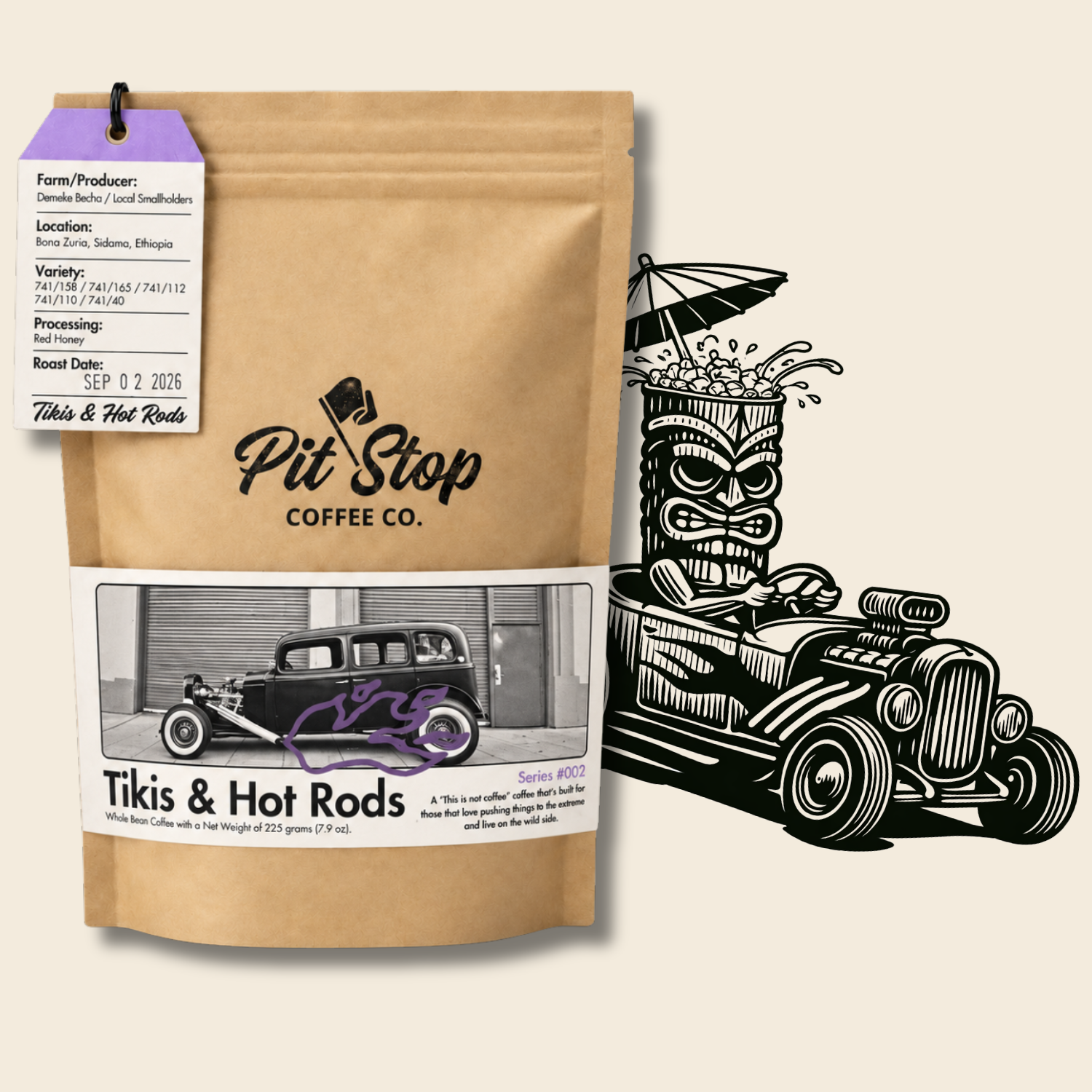 Pit Stop Coffee Co Tikis & Hot Rods Ethiopian Whole Bean Coffee