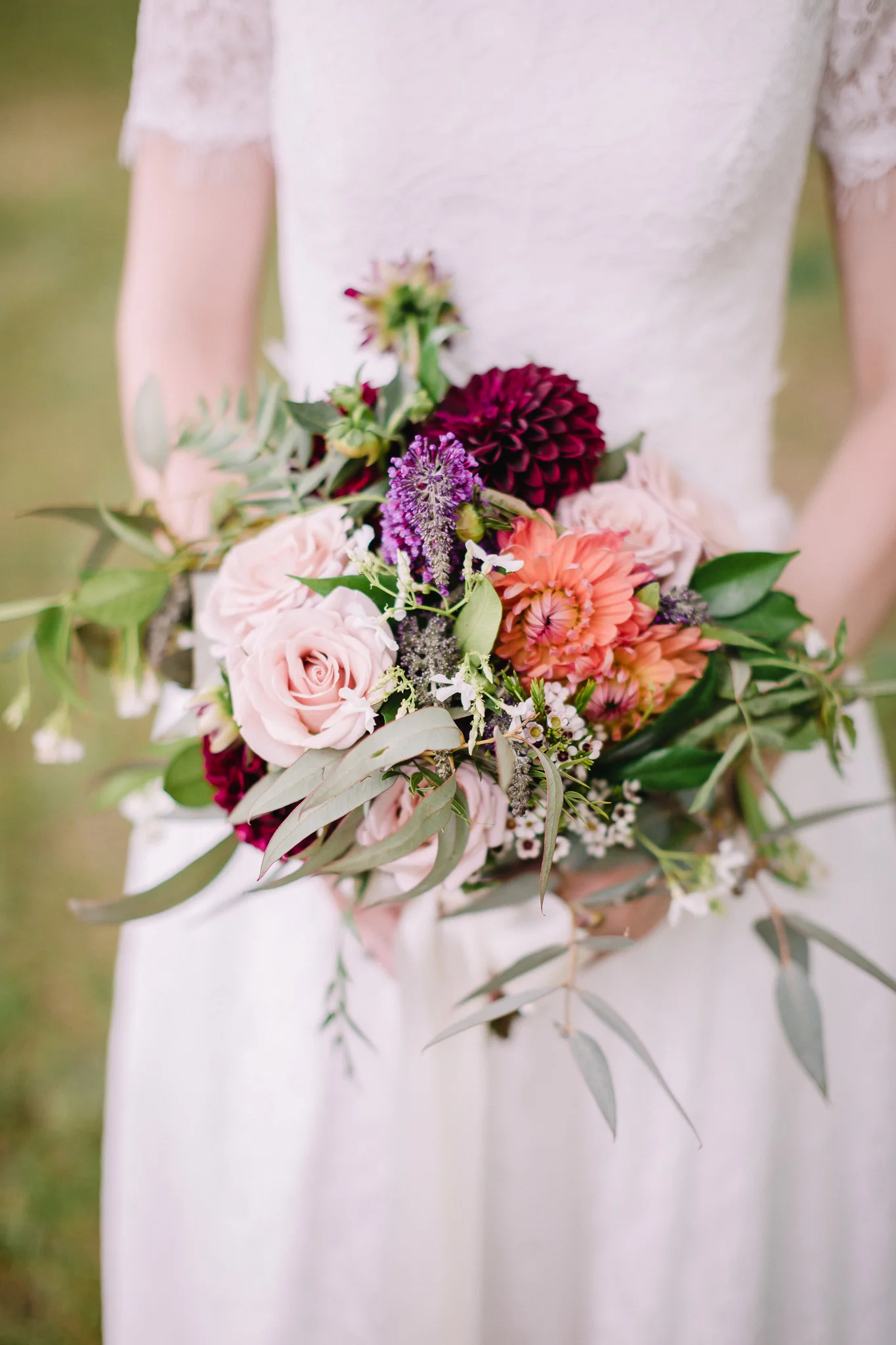 Wedding flowers containing eucalyptus leaves perfect for a relaxed Canberra wedding.