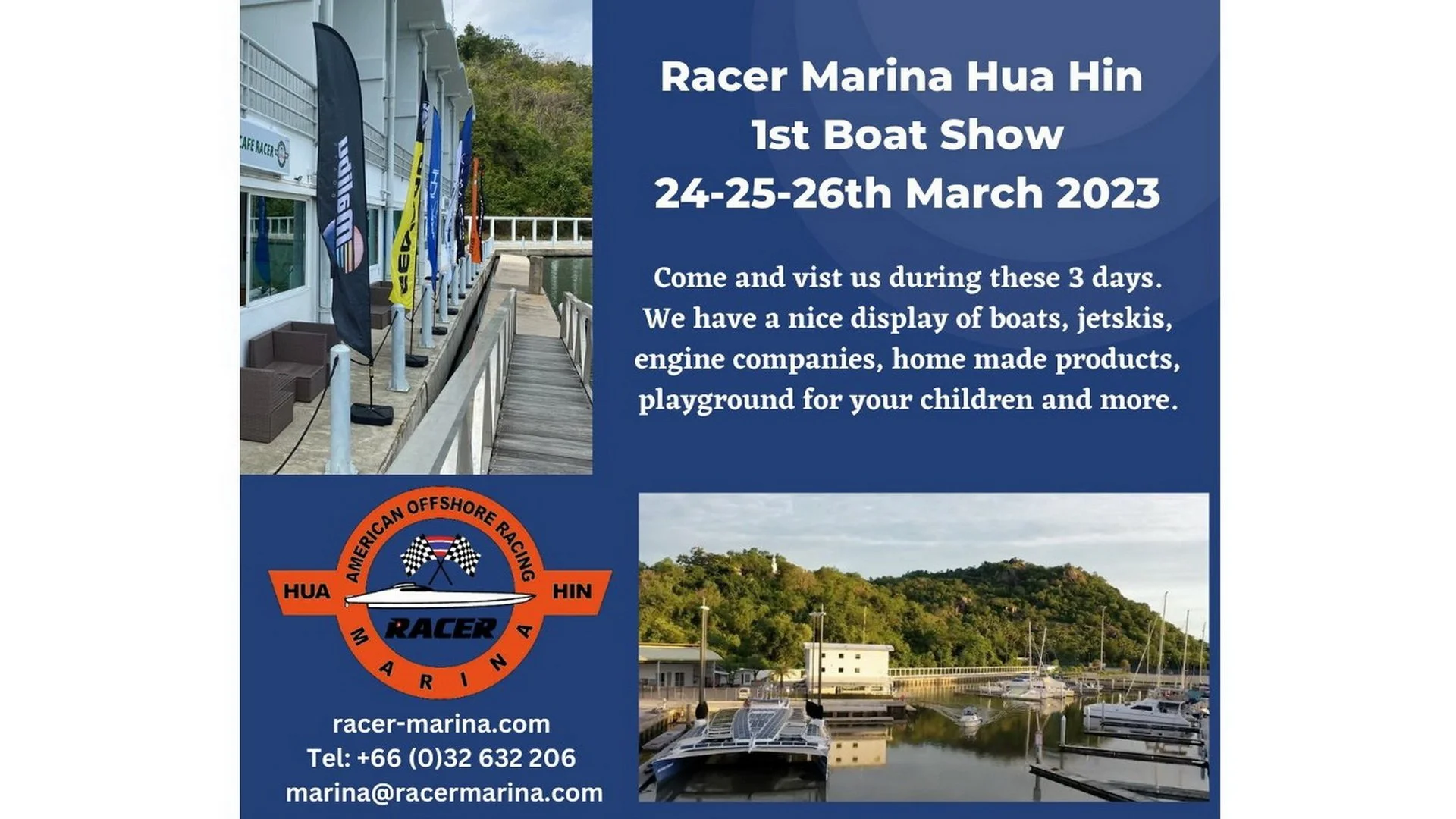Racer Marina Boat Show 24th, 25th and 26th March 2023