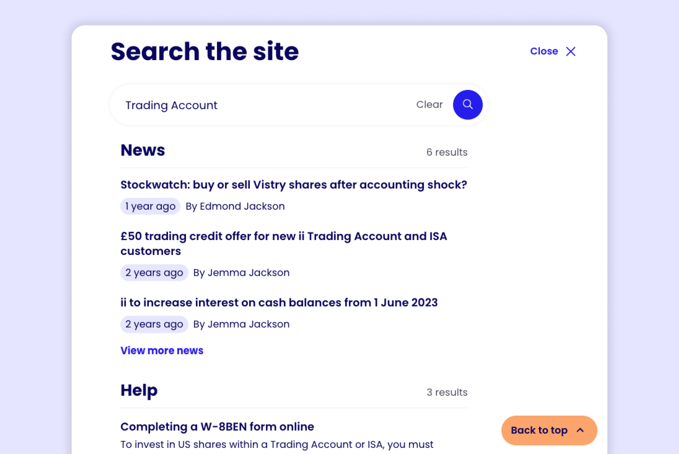 ii.co.uk Site Search Redesign