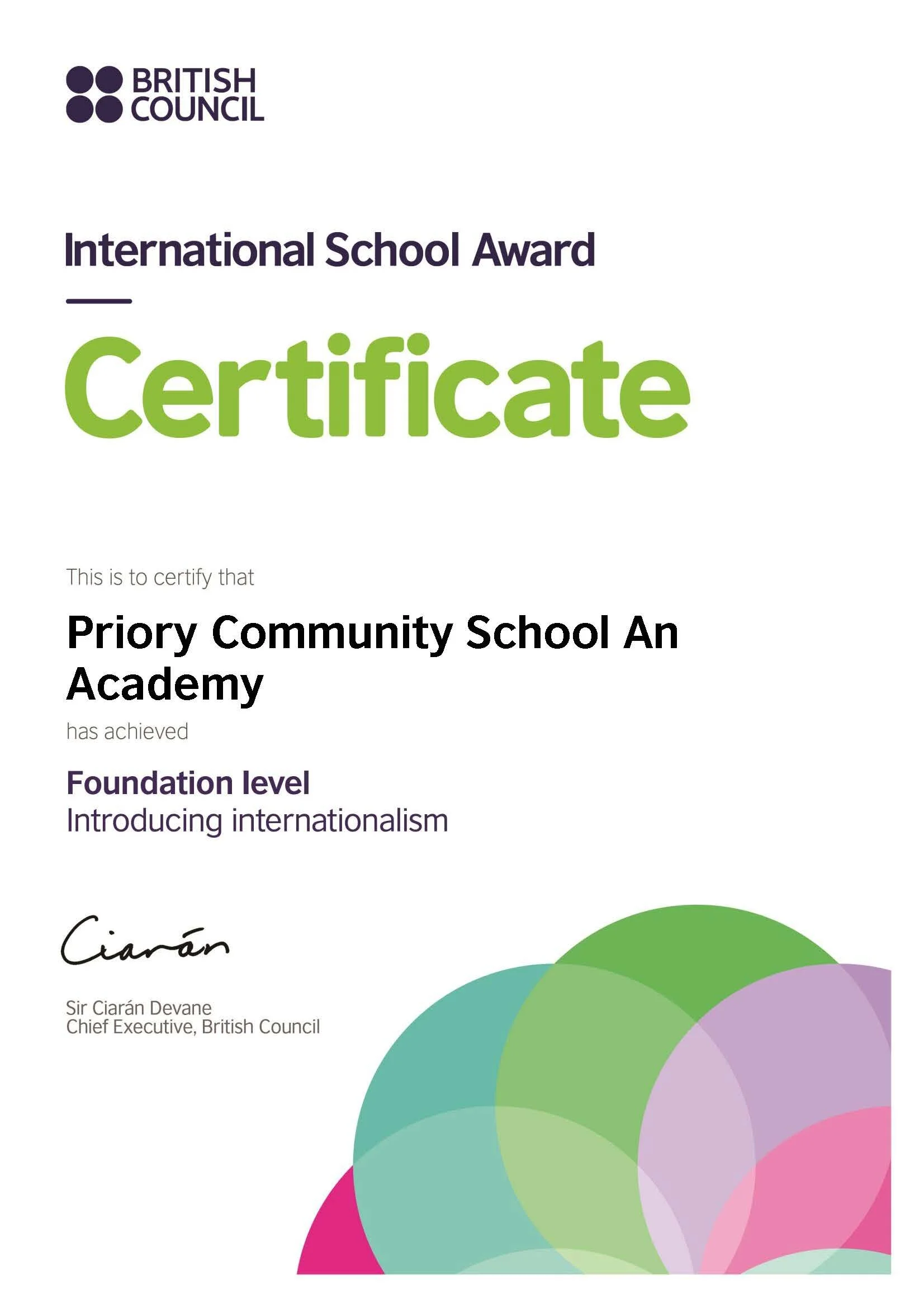 Latest News: PCSA has been awarded Foundation level of the British Council’s prestigious International School Award in recognition of its work to bring the world into the classroom