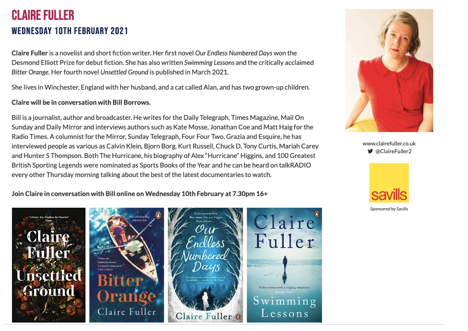 Event: Festival of Literature - Claire Fuller (Wednesday 10 February 2021)