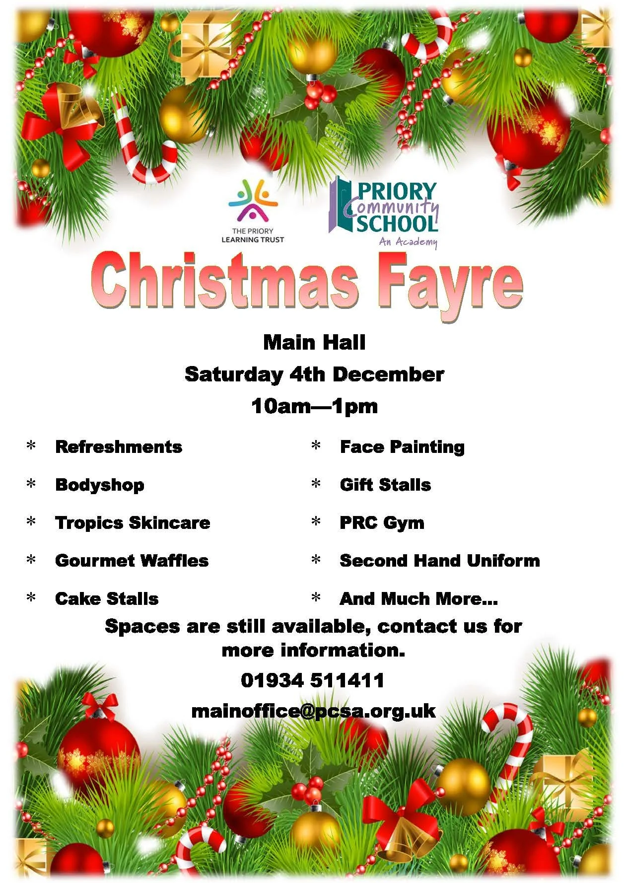 Upcoming Event: PCSA Christmas Fayre - Saturday 4 December 2021