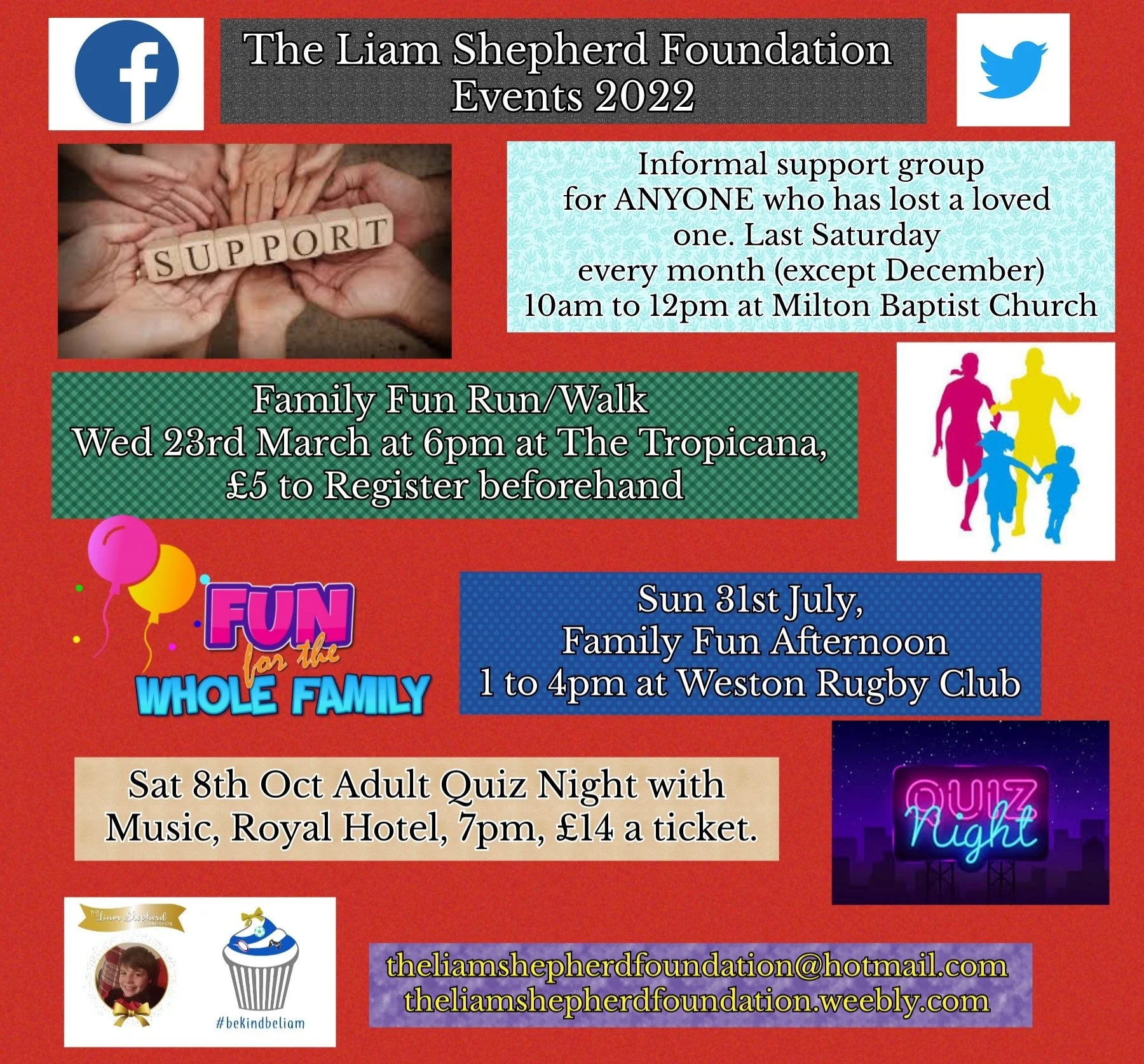 The Liam Shepherd Foundation - 2022 Events Calendar