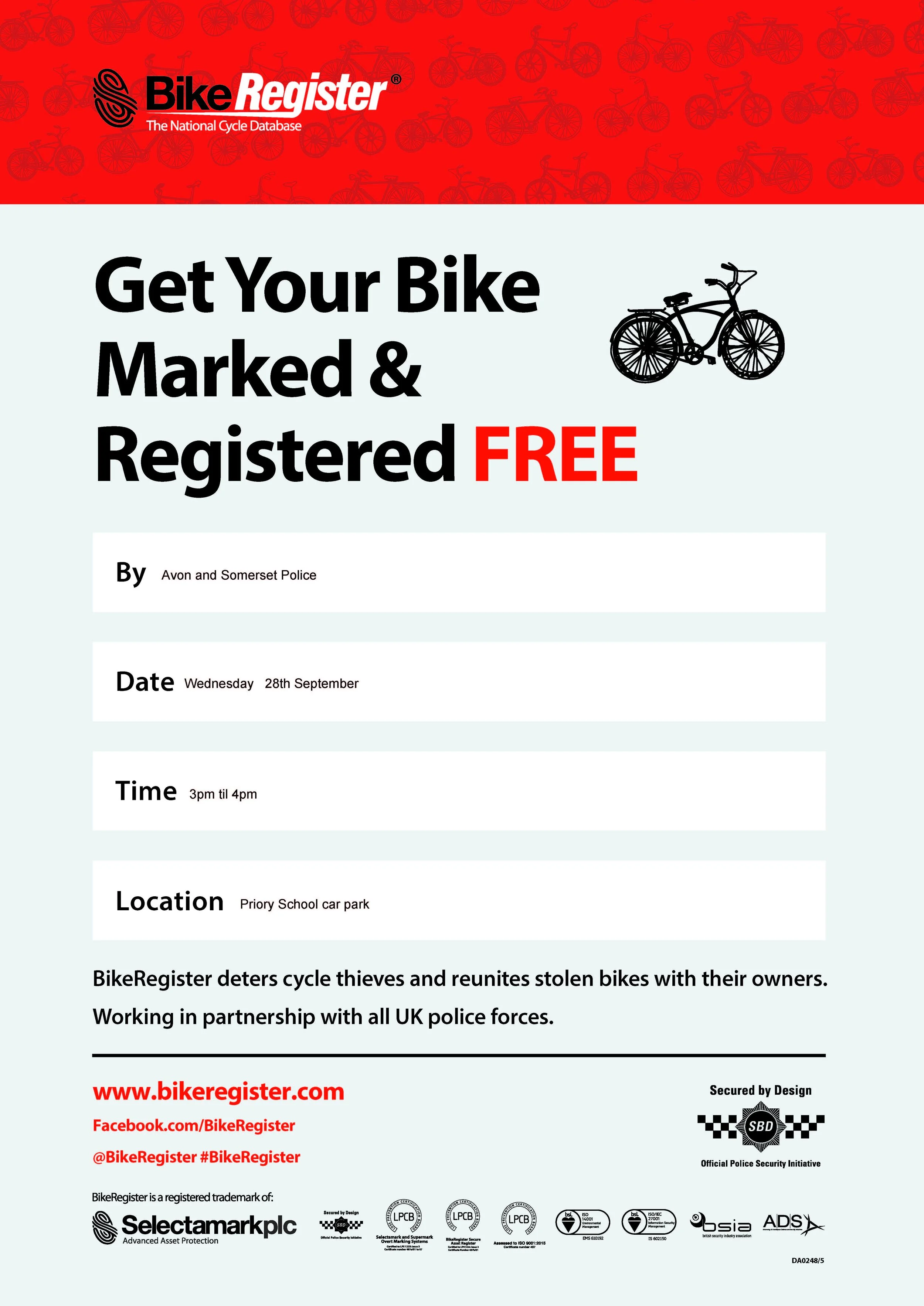PCSA Bike Marking Event - Wednesday 28 September 2022
