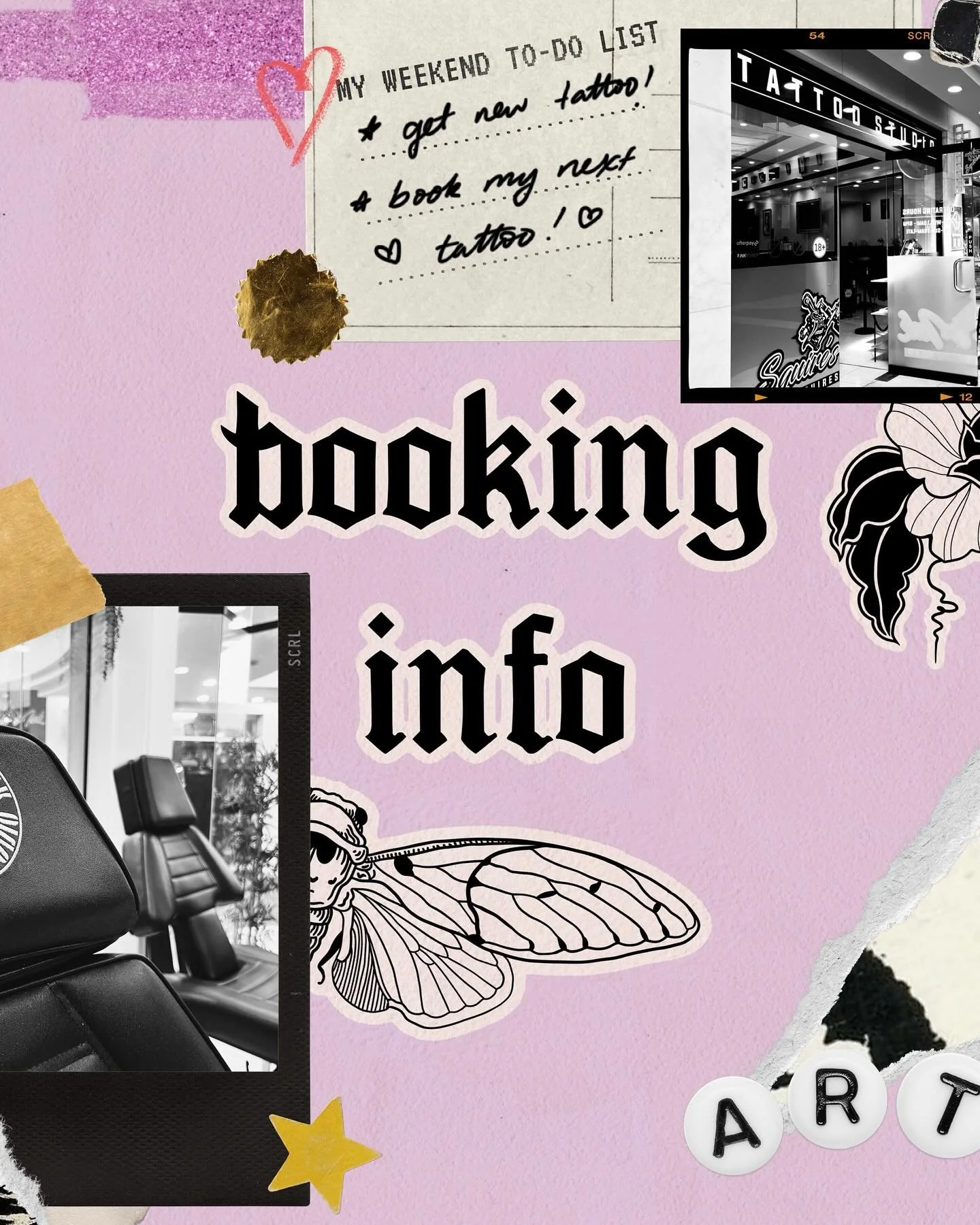 How to book with me! You can find all of my contact info in my bio or call or dm Squires Ink directly too!