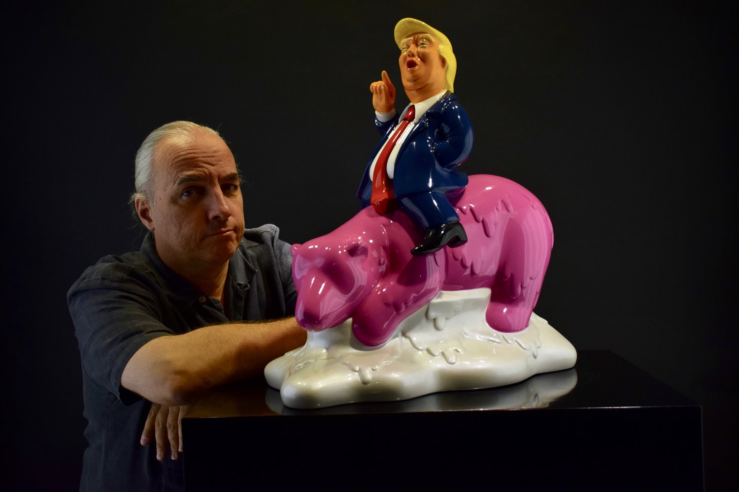 F@ke the Climate with artist Arnaud Nazare-Aga Pop art Donald Trump sculpture