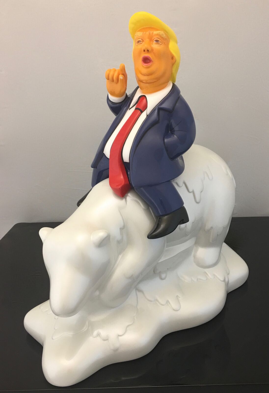 Fake The Climate Arnaud Nazare-Aga Pop Art Trump sculpture on bear White