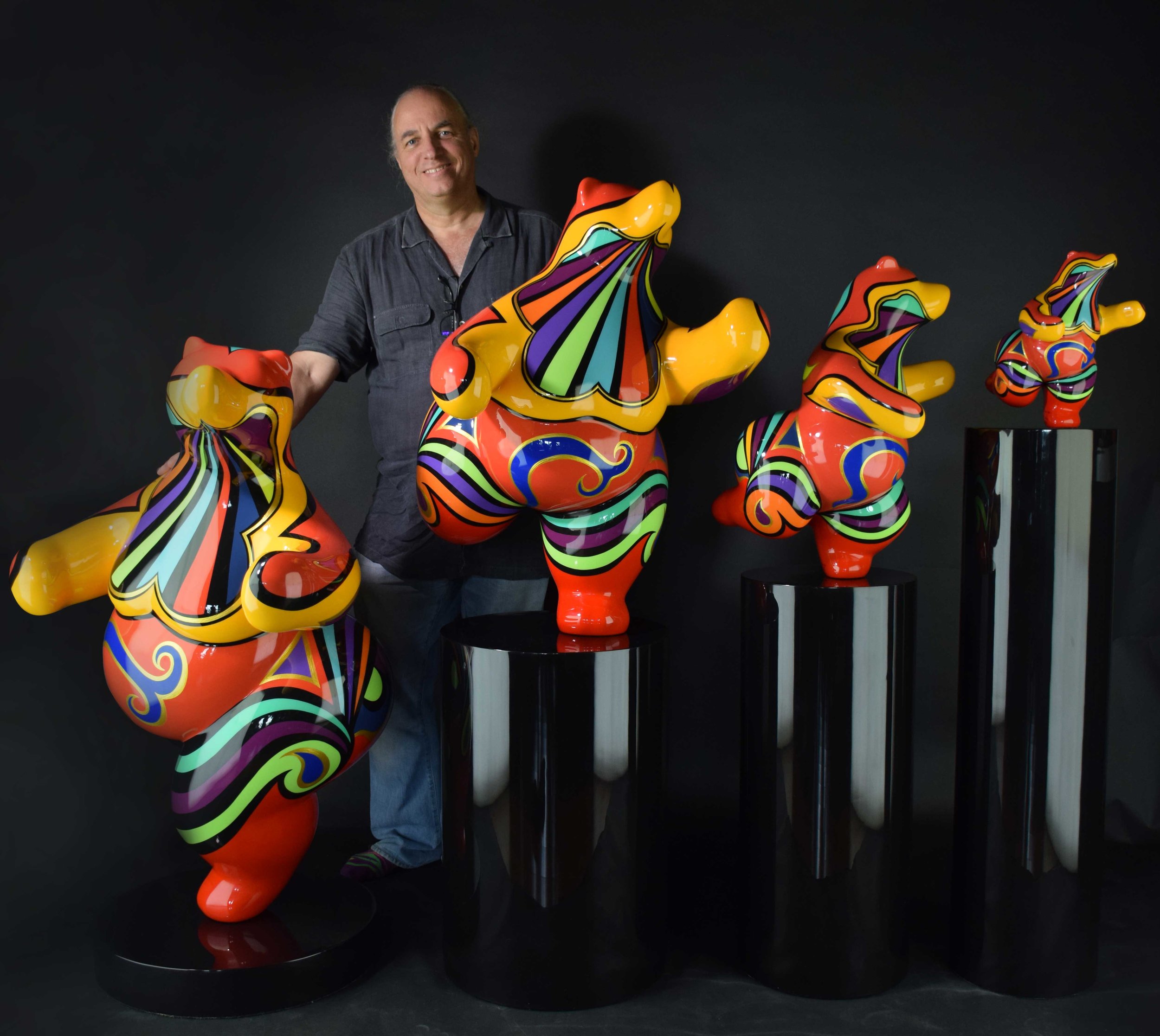 B-Pop Dancing Bear with artist Pop art Bear sculpture all sizes