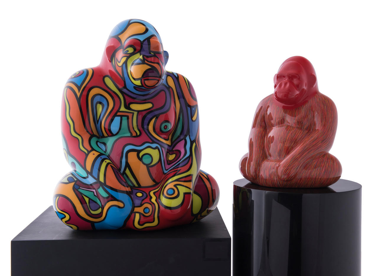 Goril'Pop Artheline Nazare-Aga Pop art Gorilla Sculpture S &amp; M 02