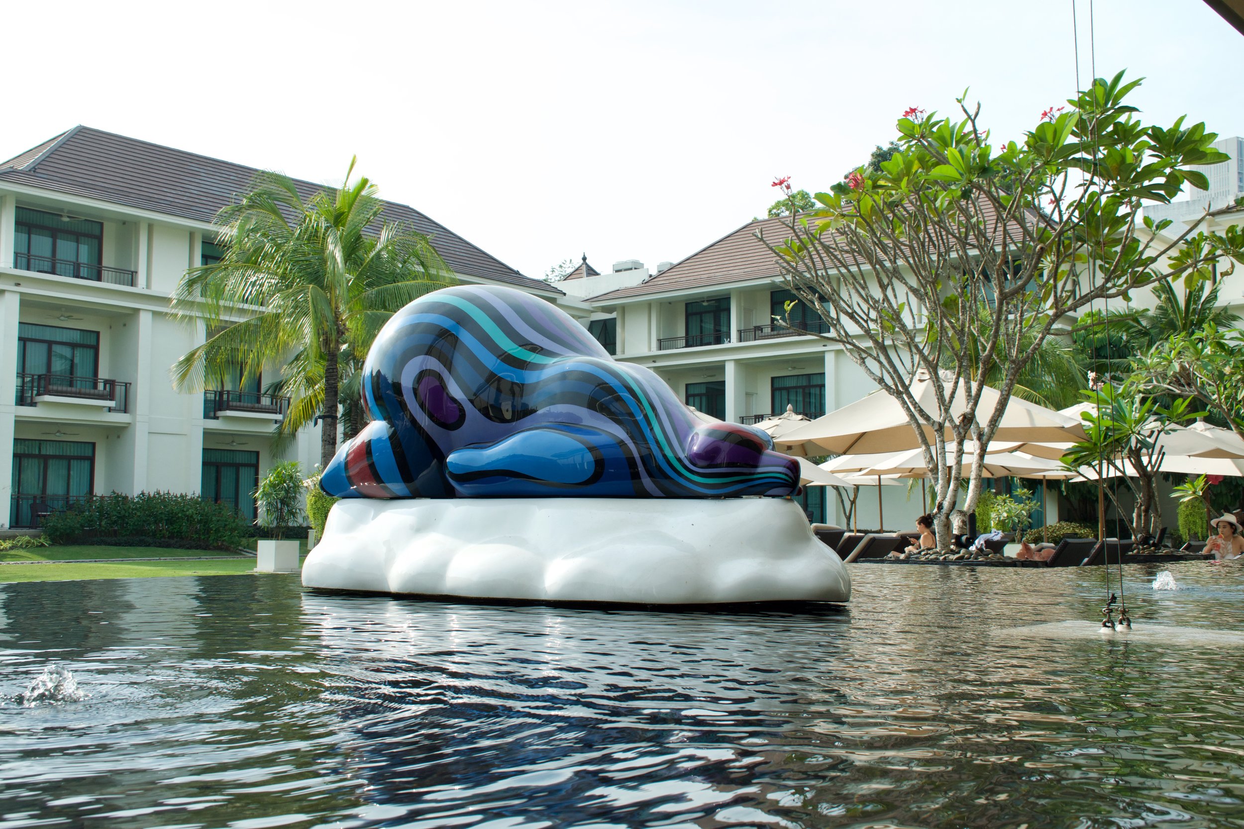 B-Pop Lazy Bear on iceberg artist Arnaud Nazare-Aga Pop art Bear sculpture Bangkok Hotel