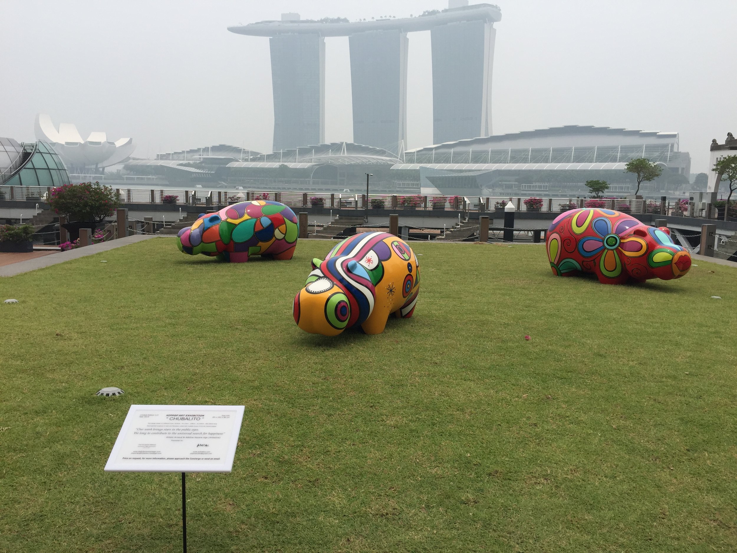 Hippop Art Artheline Pop art Hippo sculpture Singapore outside exhibition