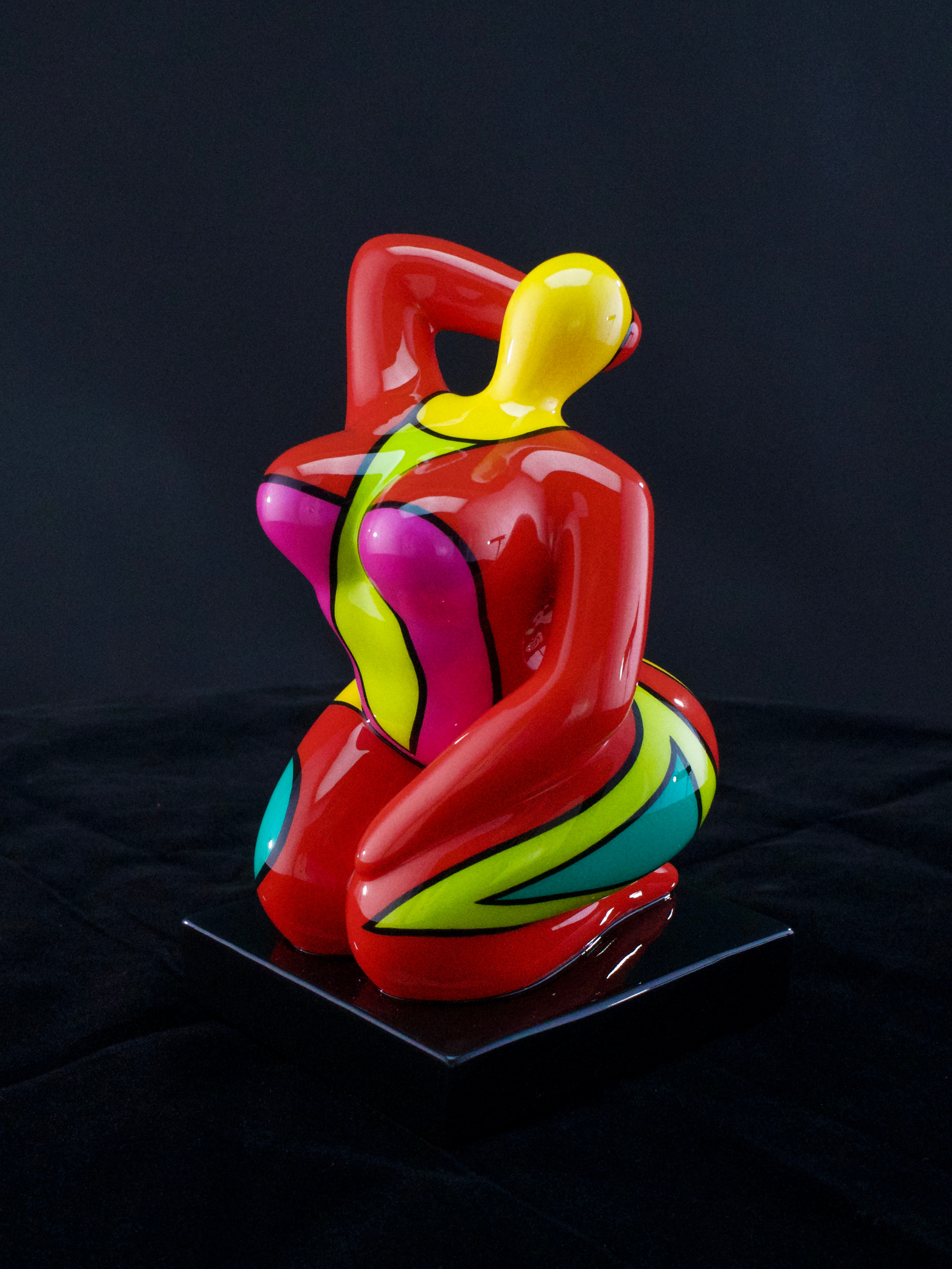 Petite Venus Liora is a Colorful Pop Art Sculpture by Arnaud Nazare-Aga of a Venus. Small tabletop size hand made in resin and fiberglass with acrylic paint and marine grade UV-protecting lacquer