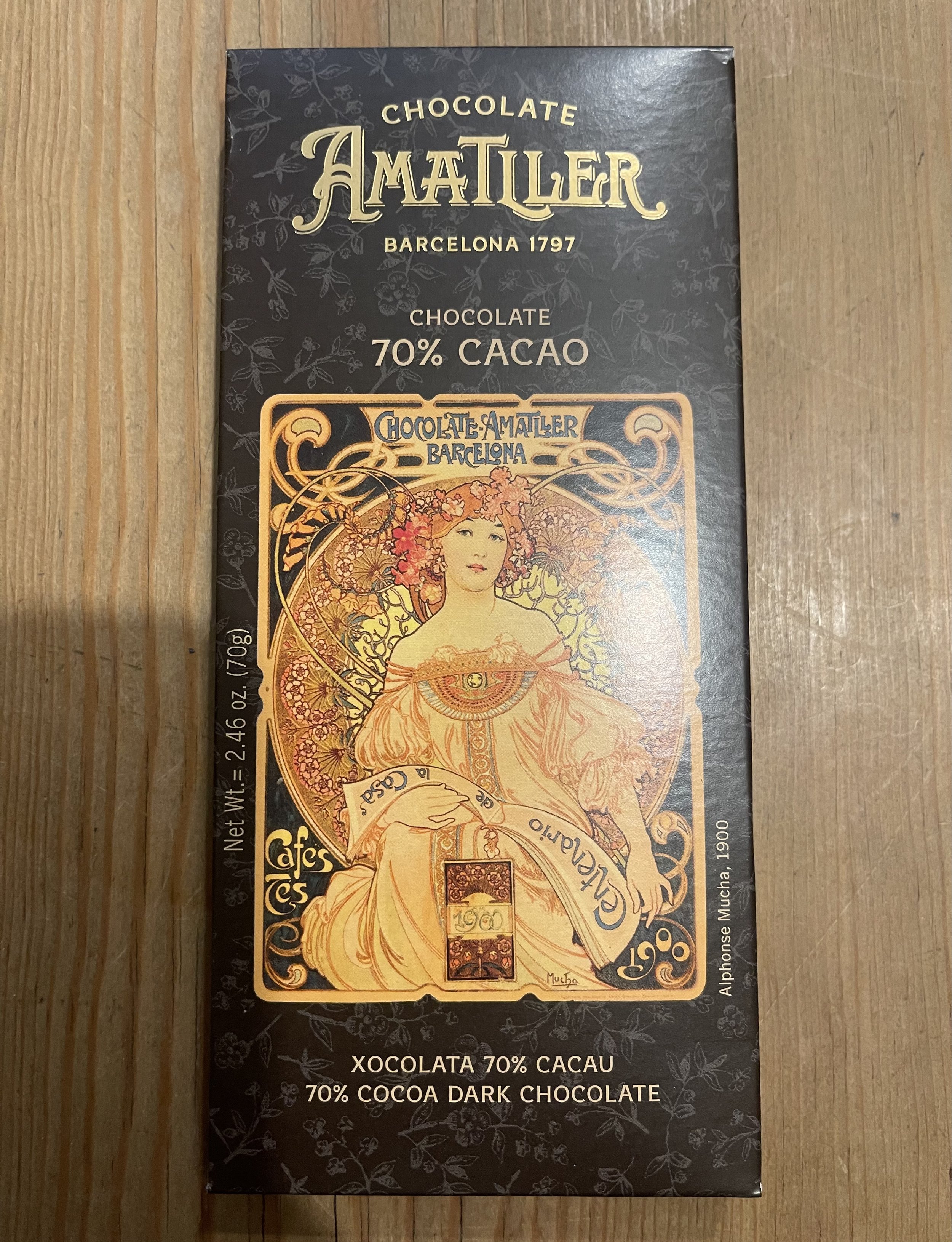 AMATLLER. Chocolate 70% CACAO. 85 g.