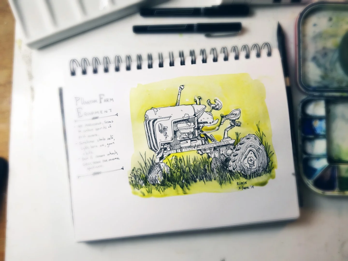 Phantom Farm Equipment- Sketchbook Watercolor sketches