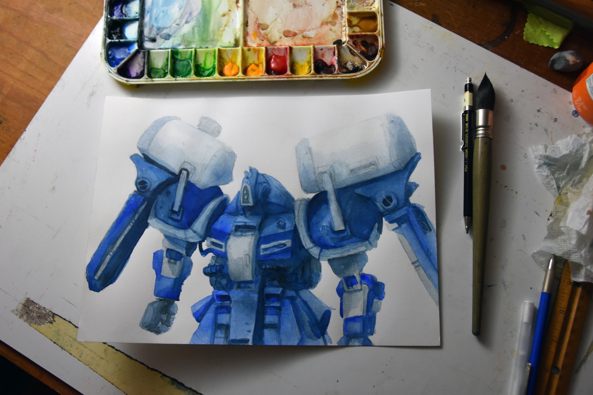  This was my first Gundam Study. This one was based on a promotional image I found in an old kit instruction booklet. I love old instruction booklets, I have about 50 and they are just lovely.  