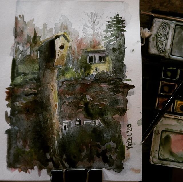 I put up this birdhouse just last week and we already have a new tenant. Perhaps I will give them a small print as a housewarming gift. 
#watercolor #sketchbook #birdhouse