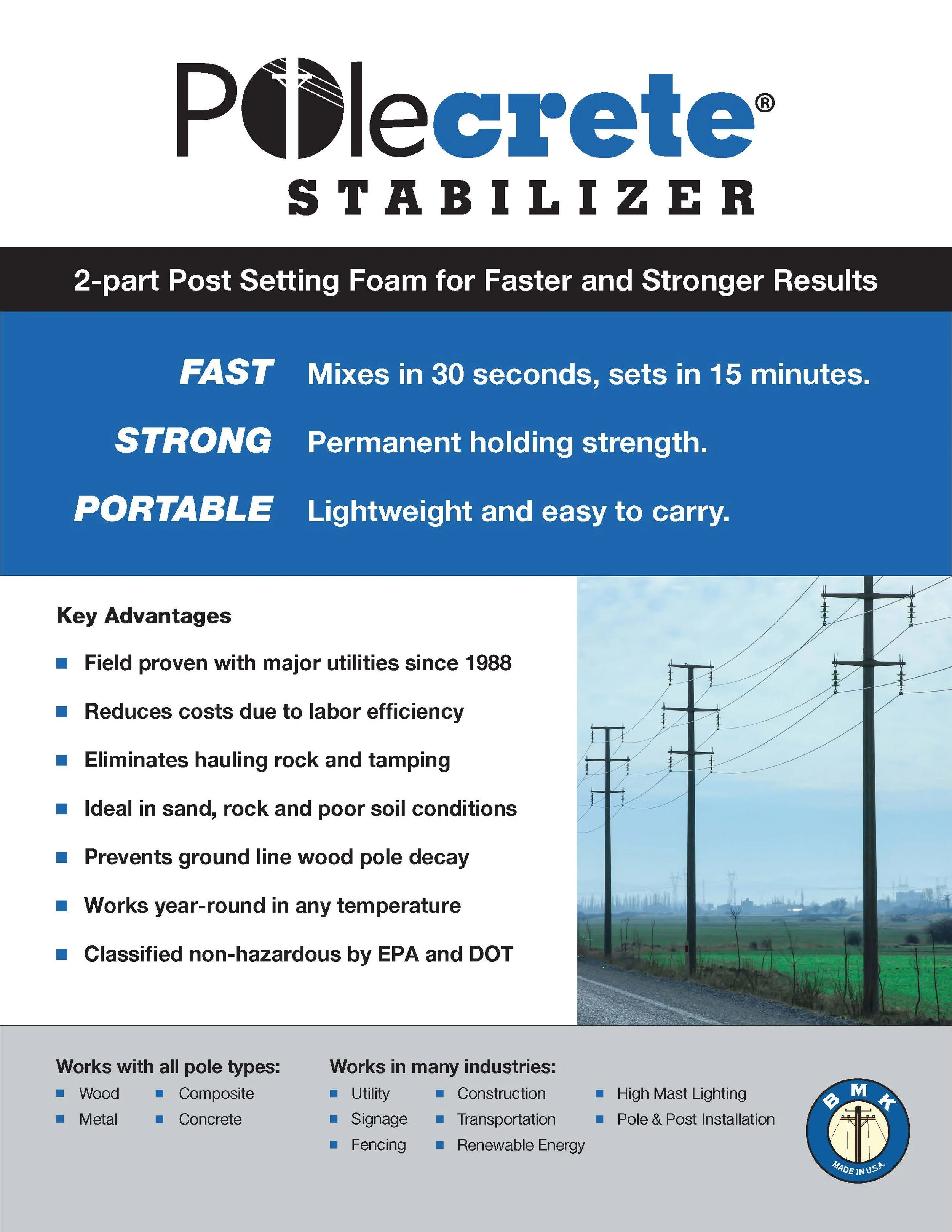 BMK Polecrete Stabilizer — Utility Service Agency