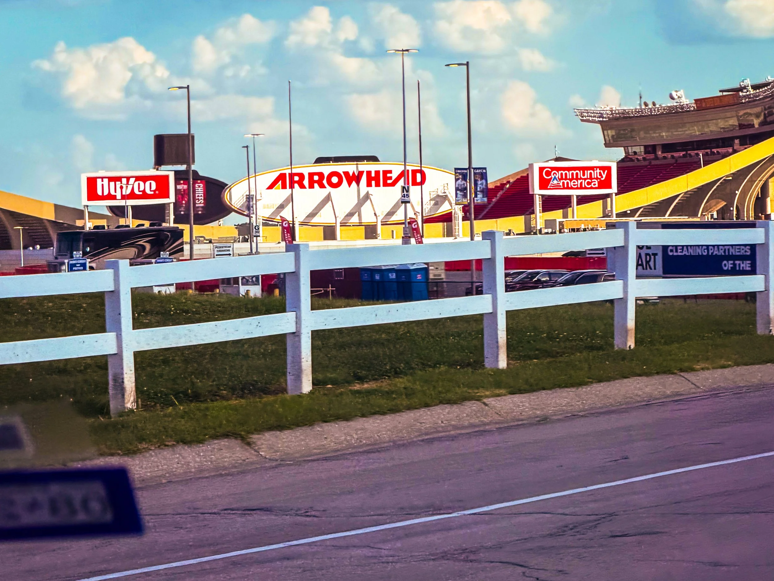 A picture of Kauffman Stadium, home of the Kansas City Royals, as seen from the road. Attendees of the Helical 101 training were treated to box seats at a KC Royals game as part of their day 2 schedule.