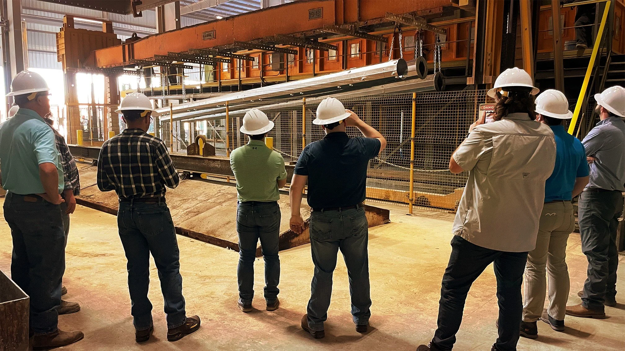 USA staff and consultant tour the Meyer Steel Poles facility and their galvanizer
