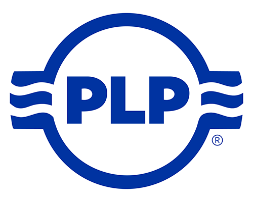 PLP logo with blue circle and two wavy lines on each side