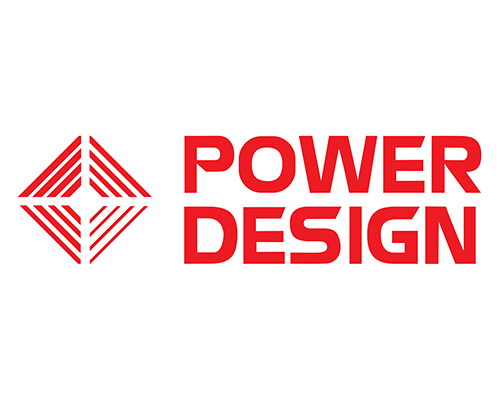 Power Design logo with a red diamond graphic and the words Power Design in red text.