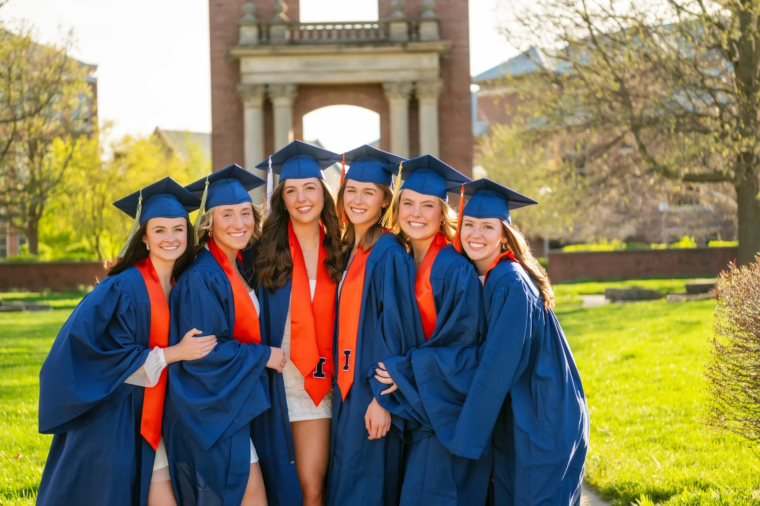 University of Illinois Urbana Champaign Cap and Gown Graduation Session with Roommates
