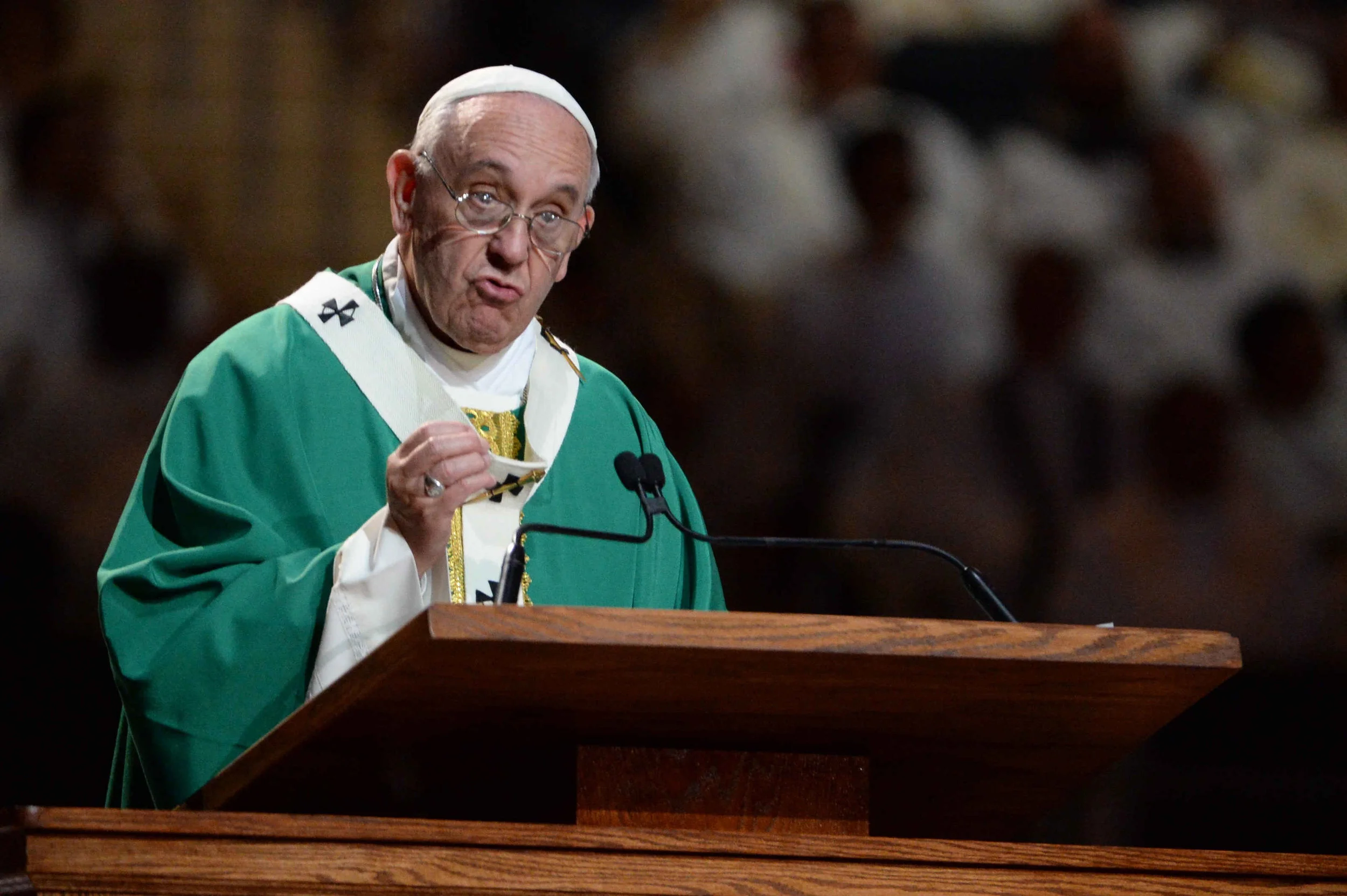  For one night only: Pope Francis headlined Madison Square Garden.  And he awed an estimated crowd of 20,000-plus that packed the Manhattan sports and entertainment arena, celebrating a Mass in which he used a homily in his native Spanish to celebrat