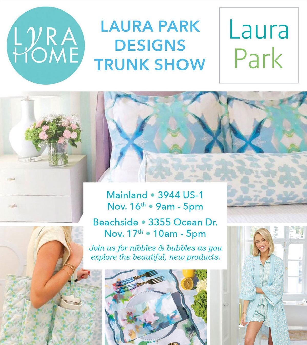 Join us this Thursday and Friday for a @lauraparkdesign trunk show at Lyra Home! Enjoy 20% off all Laura Park purchases.