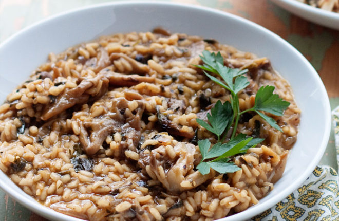 Herb Risotto with Oyster Mushrooms