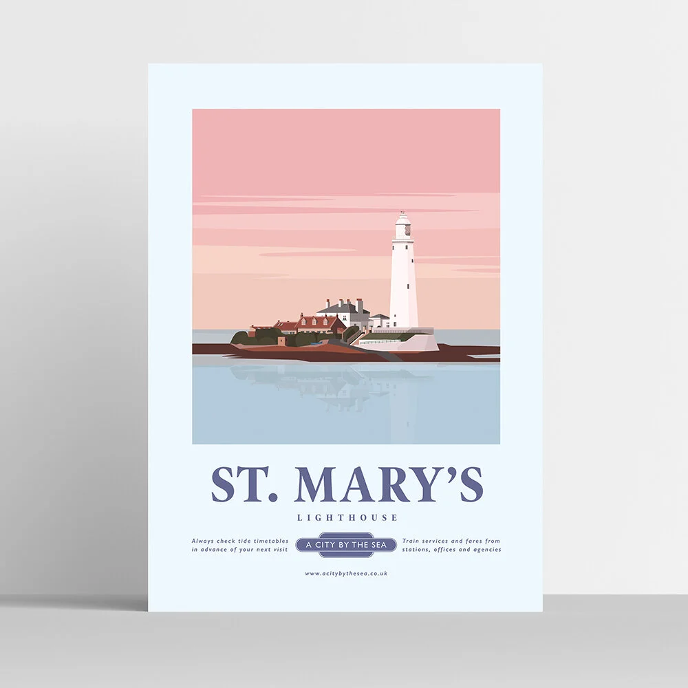 St. Mary's Lighthouse Travel Poster Print